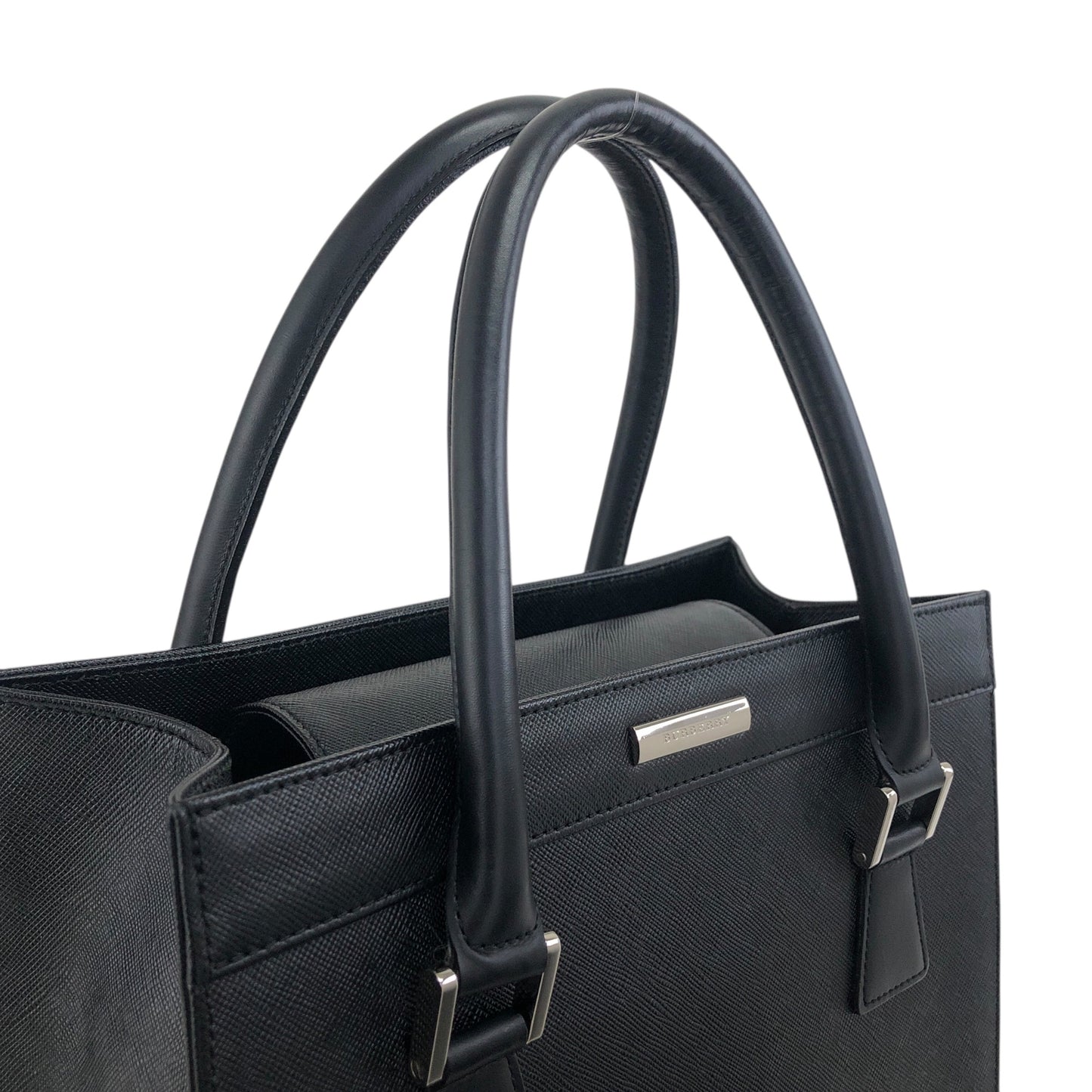 BURBERRY Logo Handbag Black Vintage yej8u5