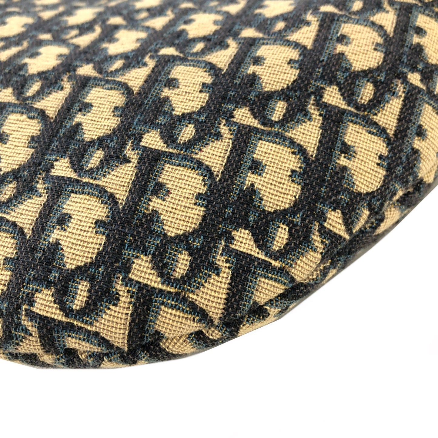 Christian Dior Trotter Jacquard Leather Shoulder bag Hobobag Navy Vintage wte43h