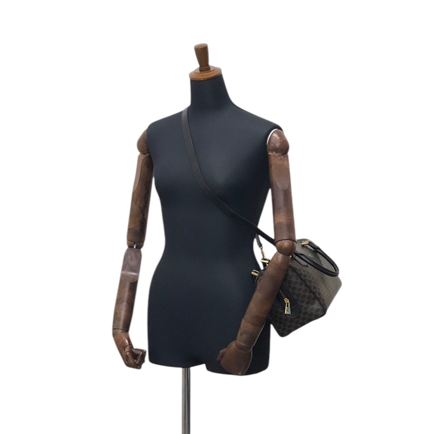 CELINE Macadam Blason Two-way Small Boston bag Shoulder bag Black Vintage wuxab4