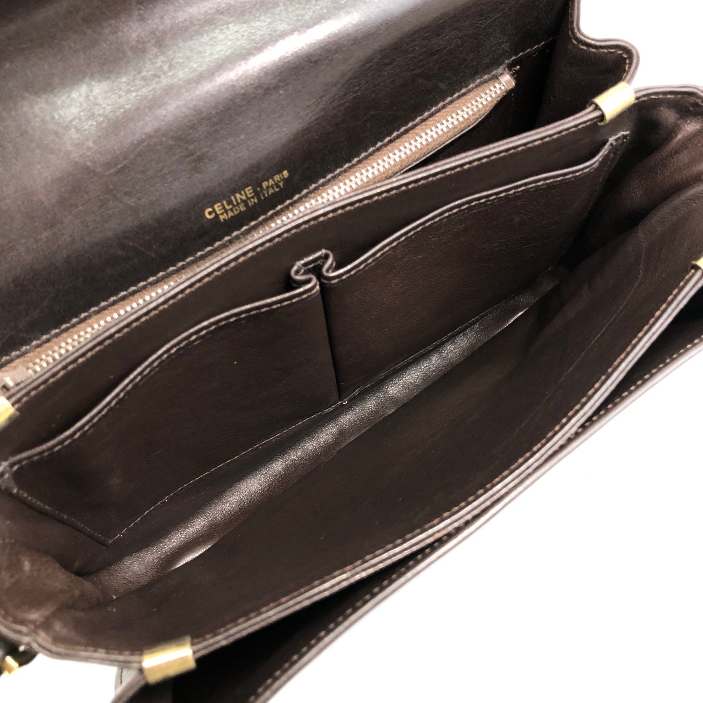 CELINE Horse Carriage Front Buckle Shoulder bag Brown Vintage mbdia8