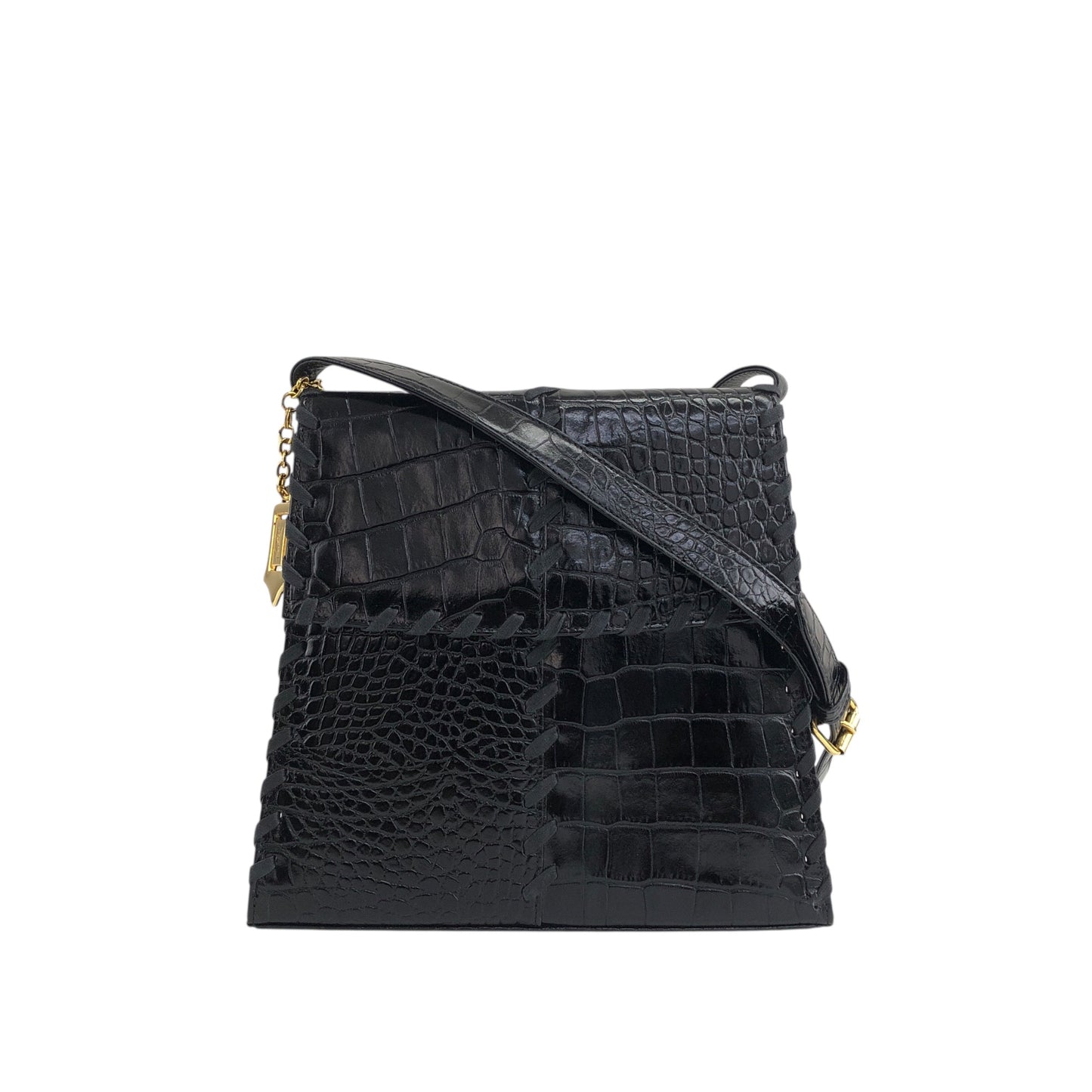 Yves Saint Laurent YSL Logo Charm Shoulder bag Black Vintage p7s3ib