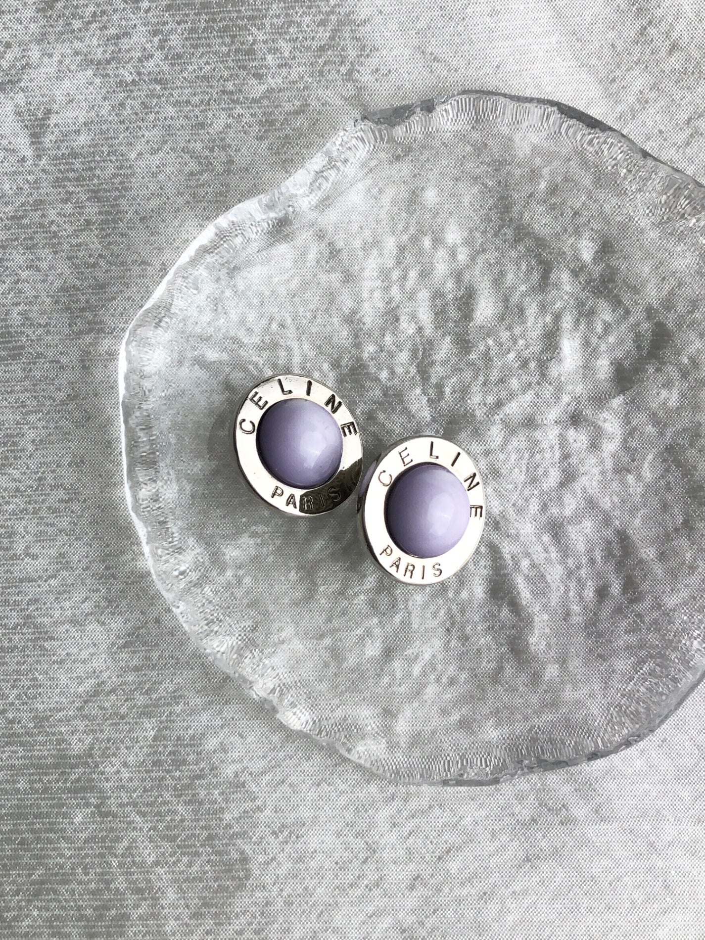 CELINE Circle Logo Earrings Silver Vintage greuz7