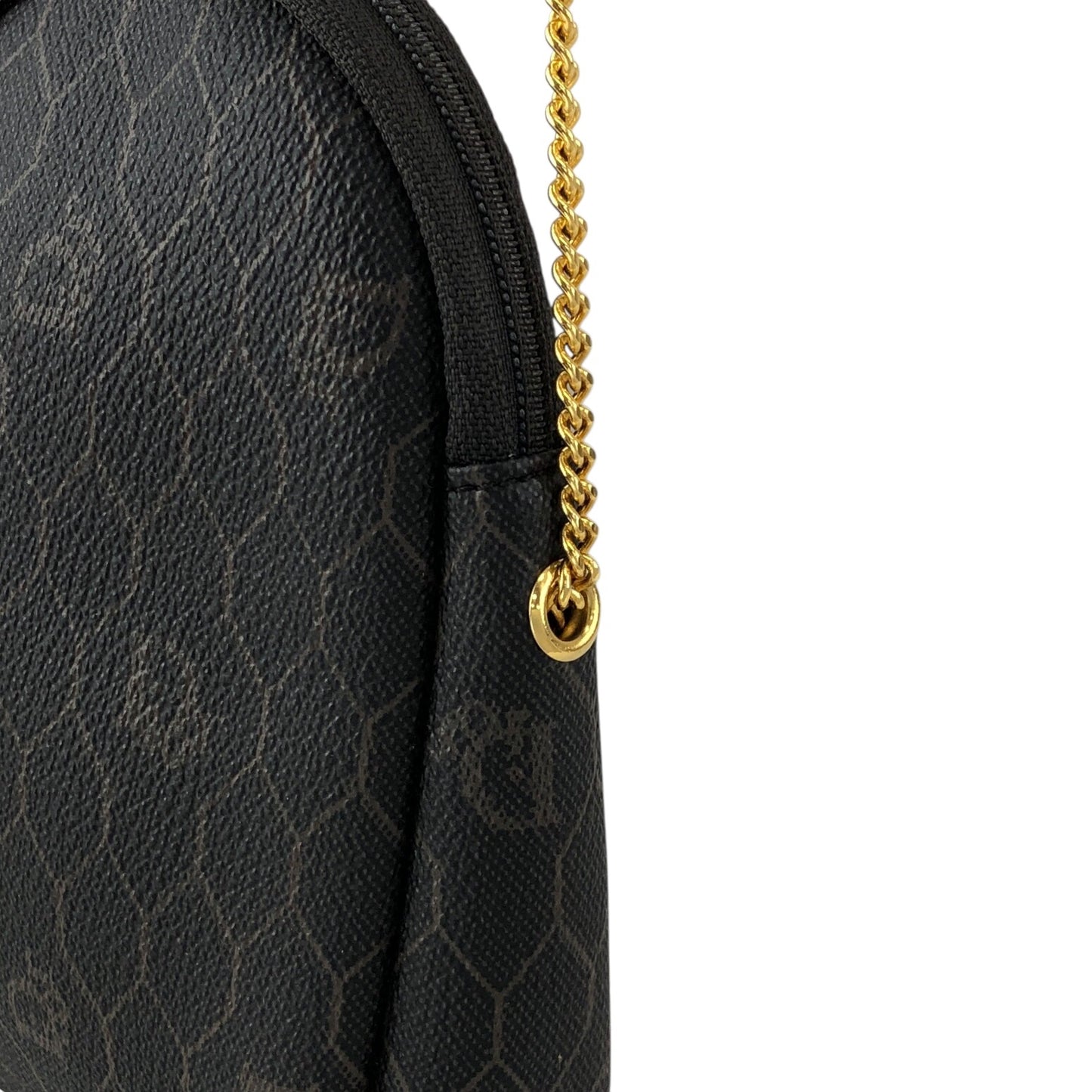 Christian Dior Honeycomb Pattern Chain Shoulder bag Black×Brown Vintage am6zmm