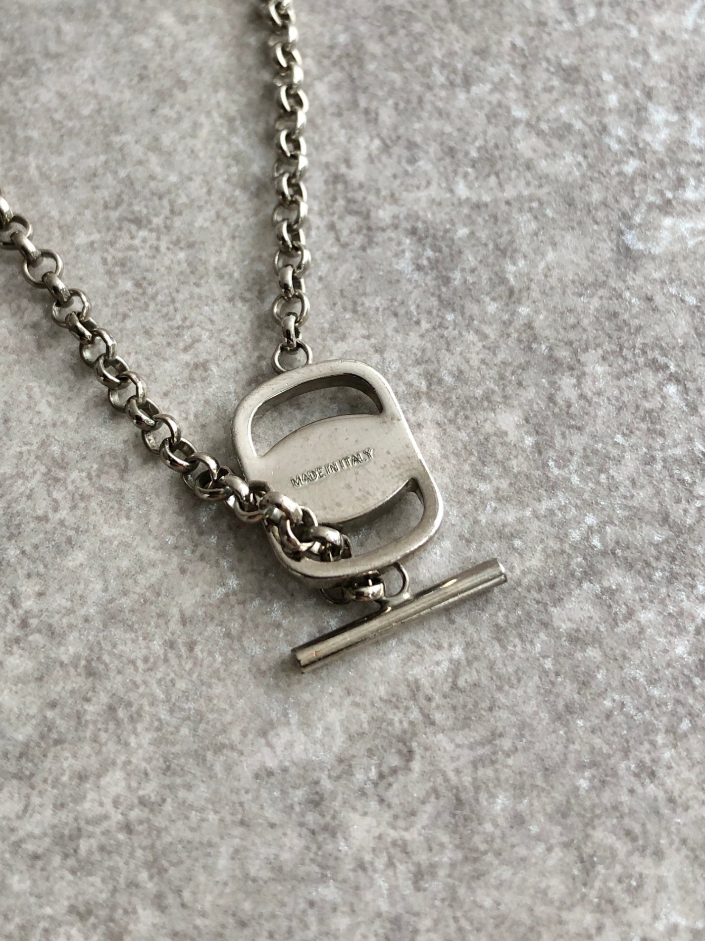 Salvatore Ferragamo Logo Necklace Silver Vintage dxhk76