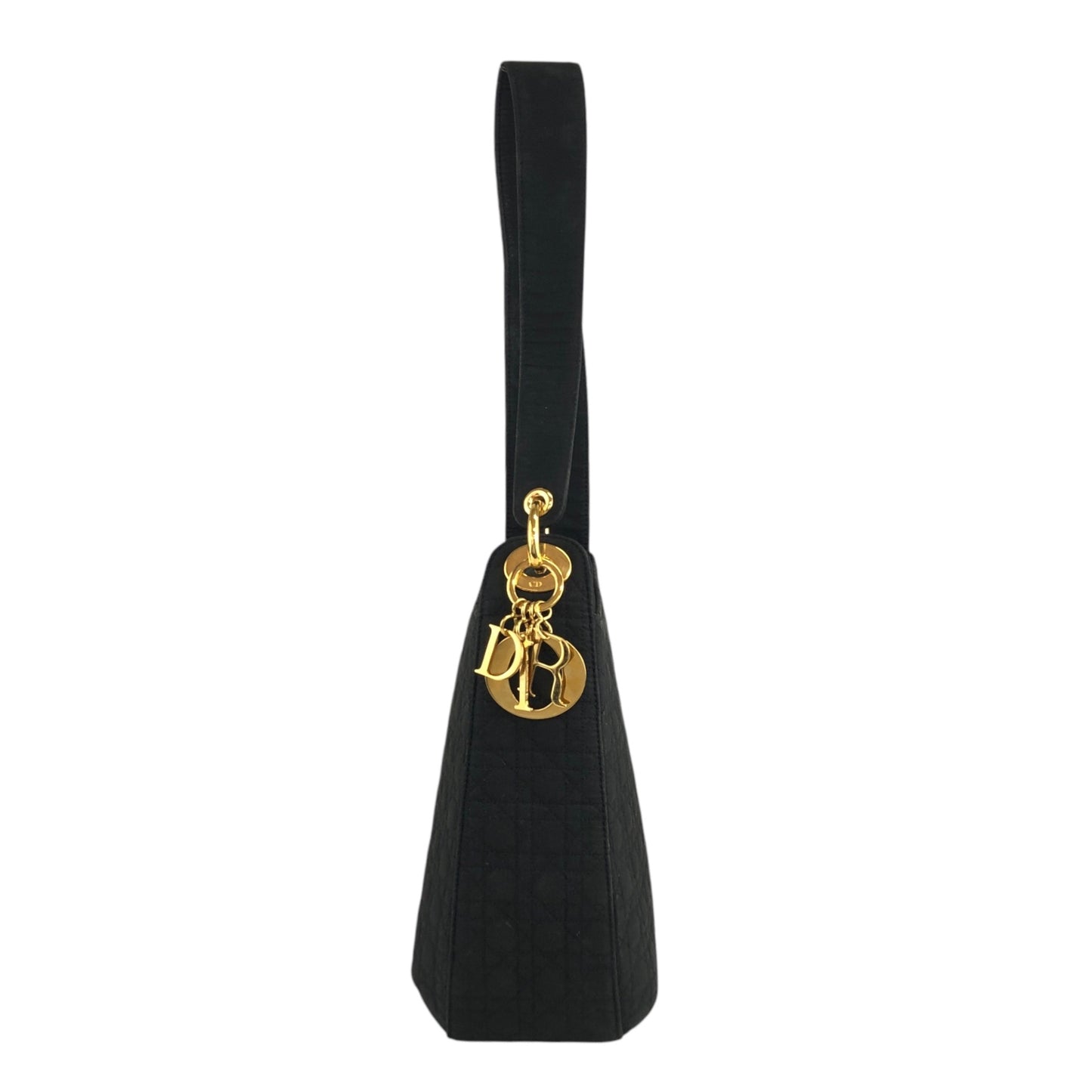 Christian Dior Cannage Logo Charm Shoulder bag Black Vintage jbwgb7