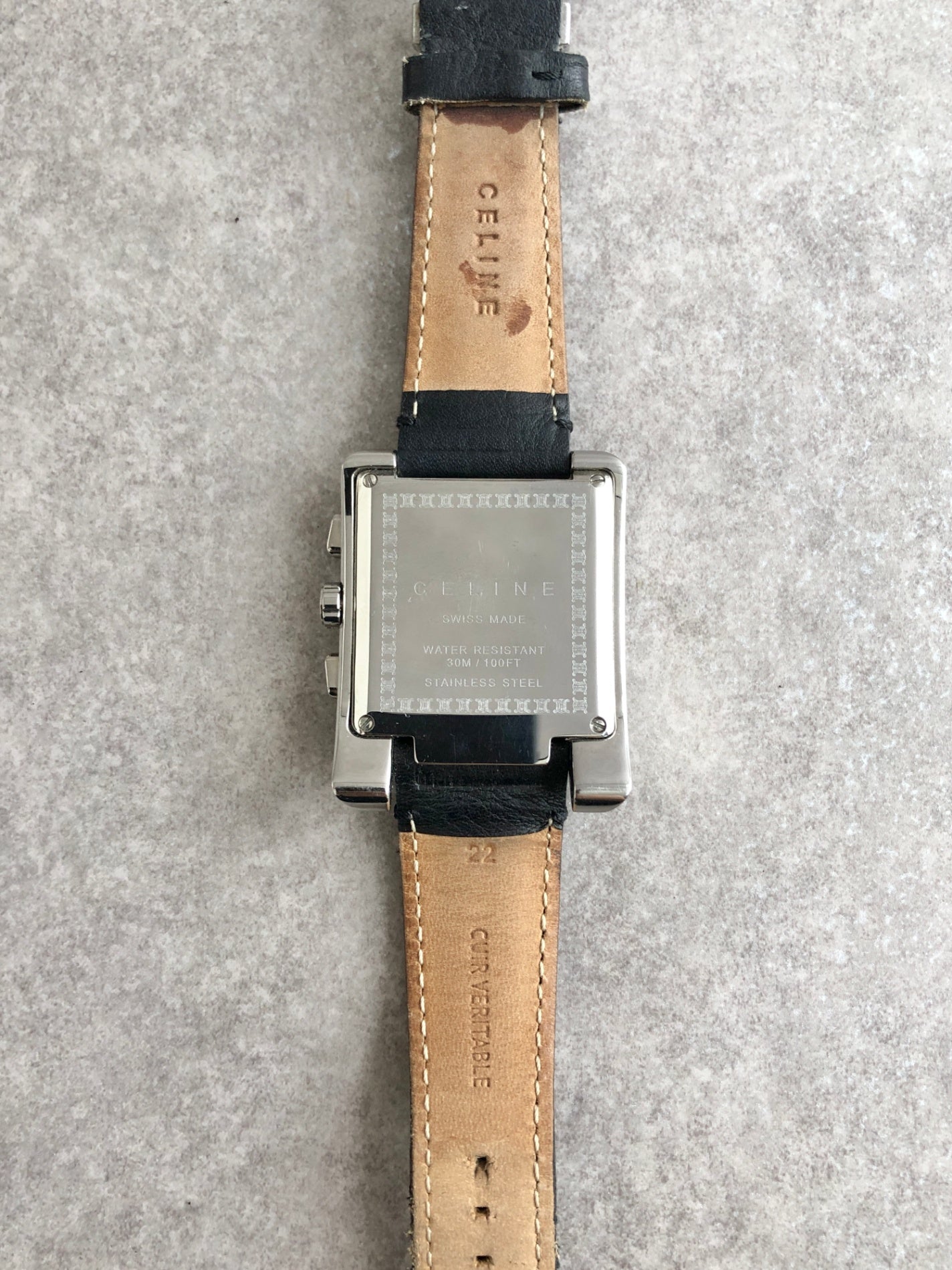 CELINE Blason Quartz Watch Black Vintage yvw3tu