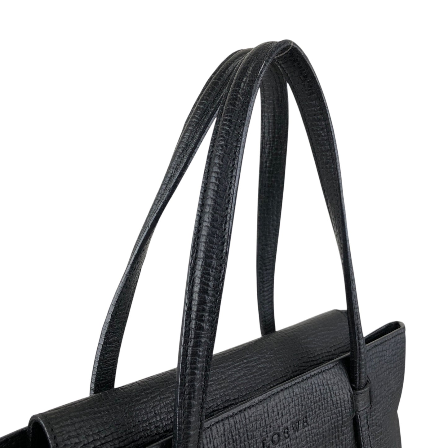 LOEWE Logo Embossed Front Pocket Handbag Black Vintage kmkg4n