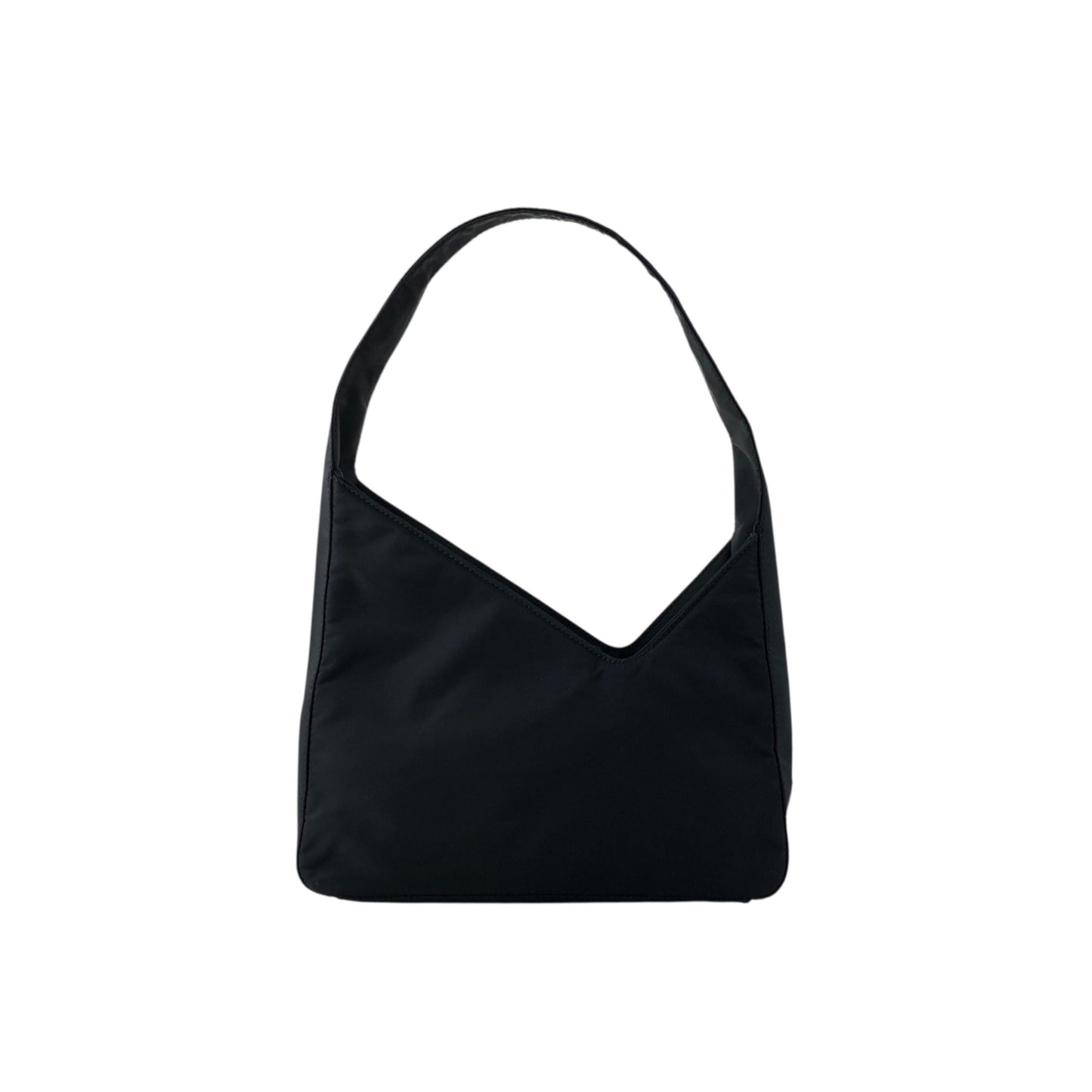 PRADA Tessuto Triangle Logo Small Handbag Black Vintage 5aczat