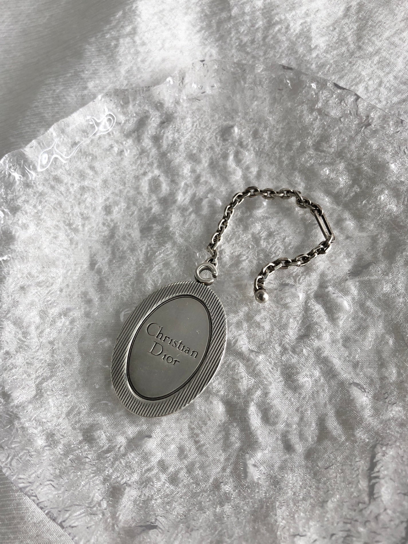 Christian Dior Logo Motif Charm Silver Vintage adxprv