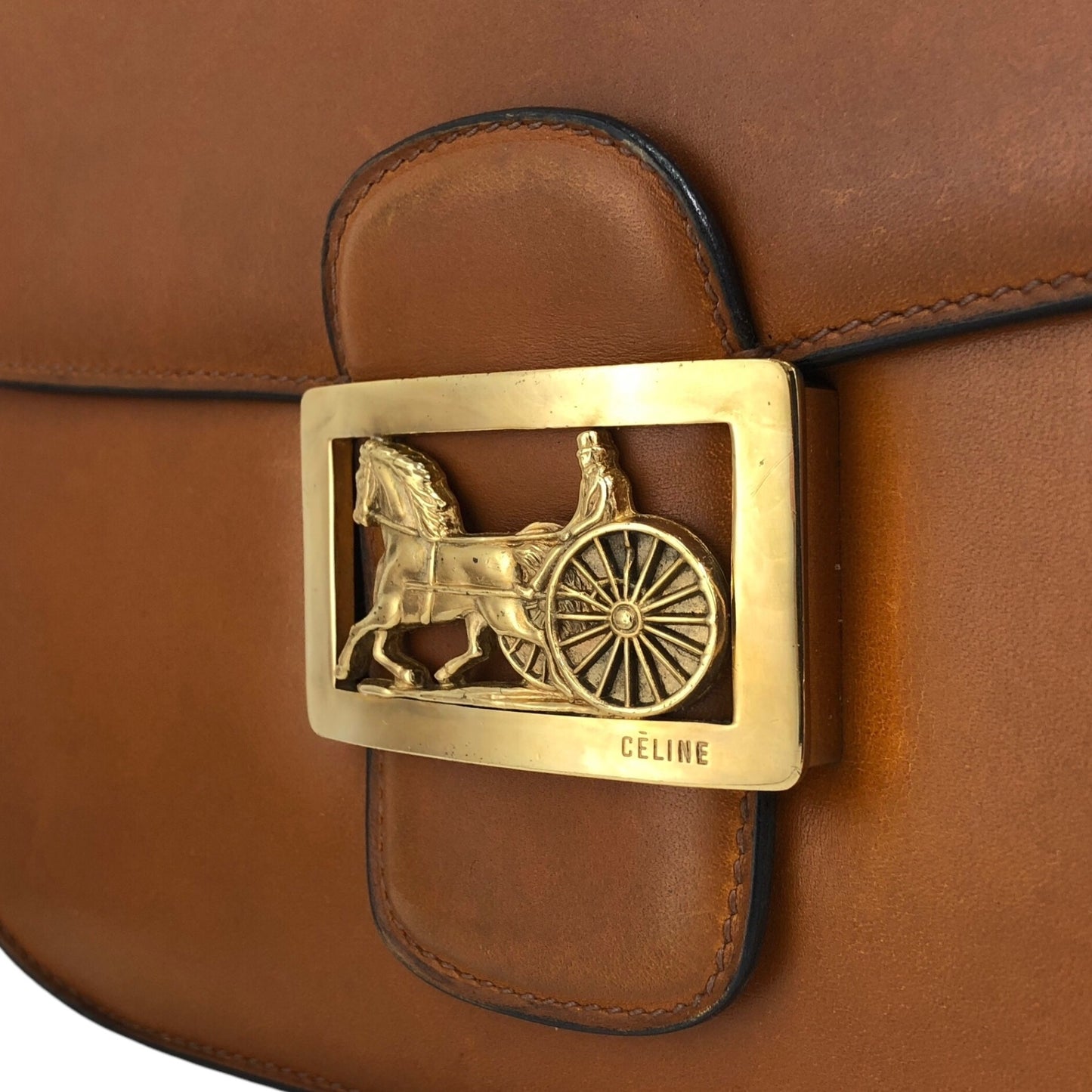CELINE Horse Carriage Shoulder bag Brown Vintage pejihj