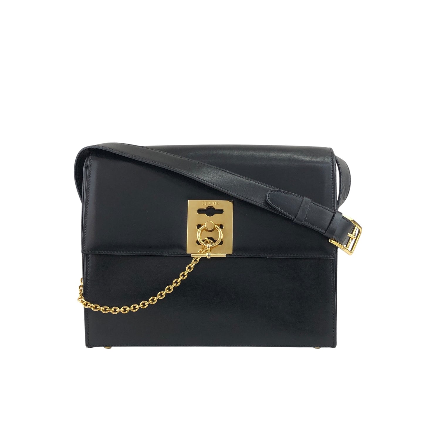 CELINE Gancini Shoulder bag Black Vintage mv6k7d
