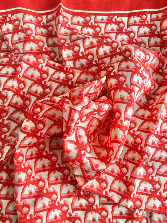 Christian Dior Trotter Slik Scarf Red×White Vintage 3ngnnk