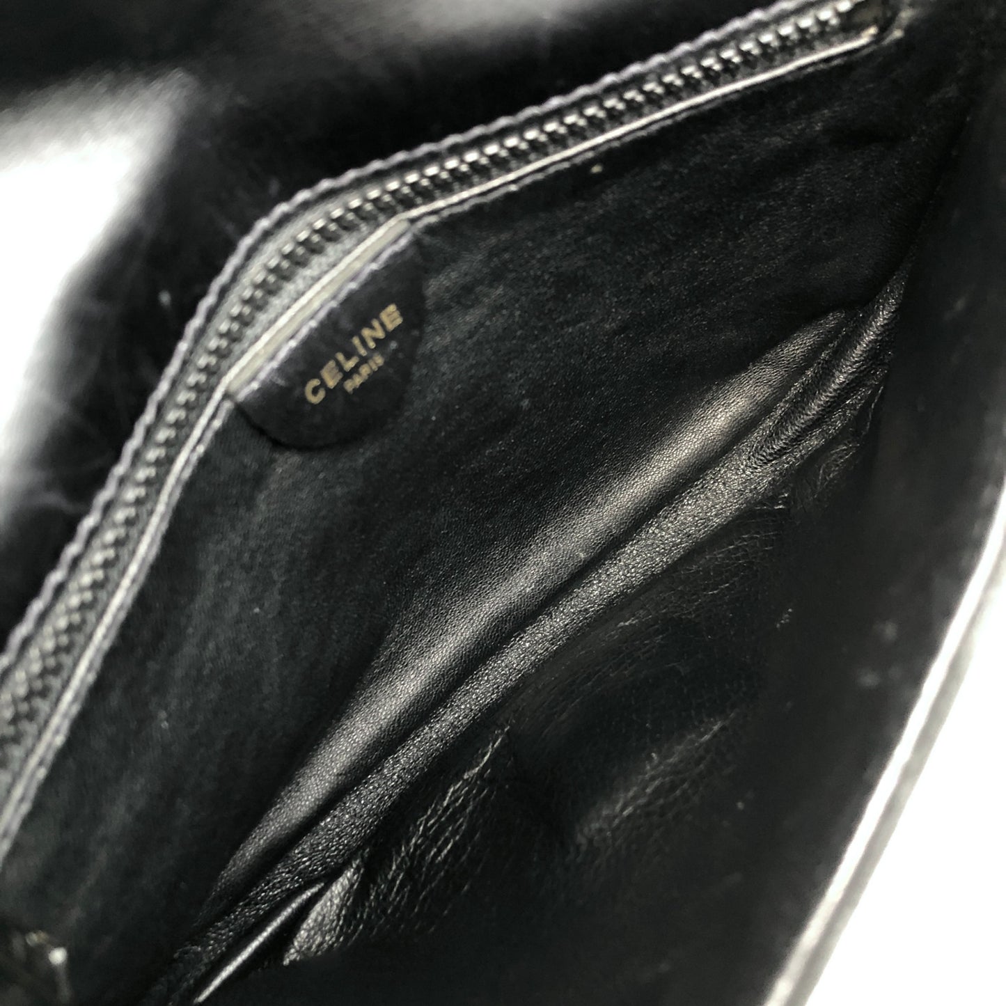CELINE Triomphe Chain Shoulder bag Black Vintage wr8cw3