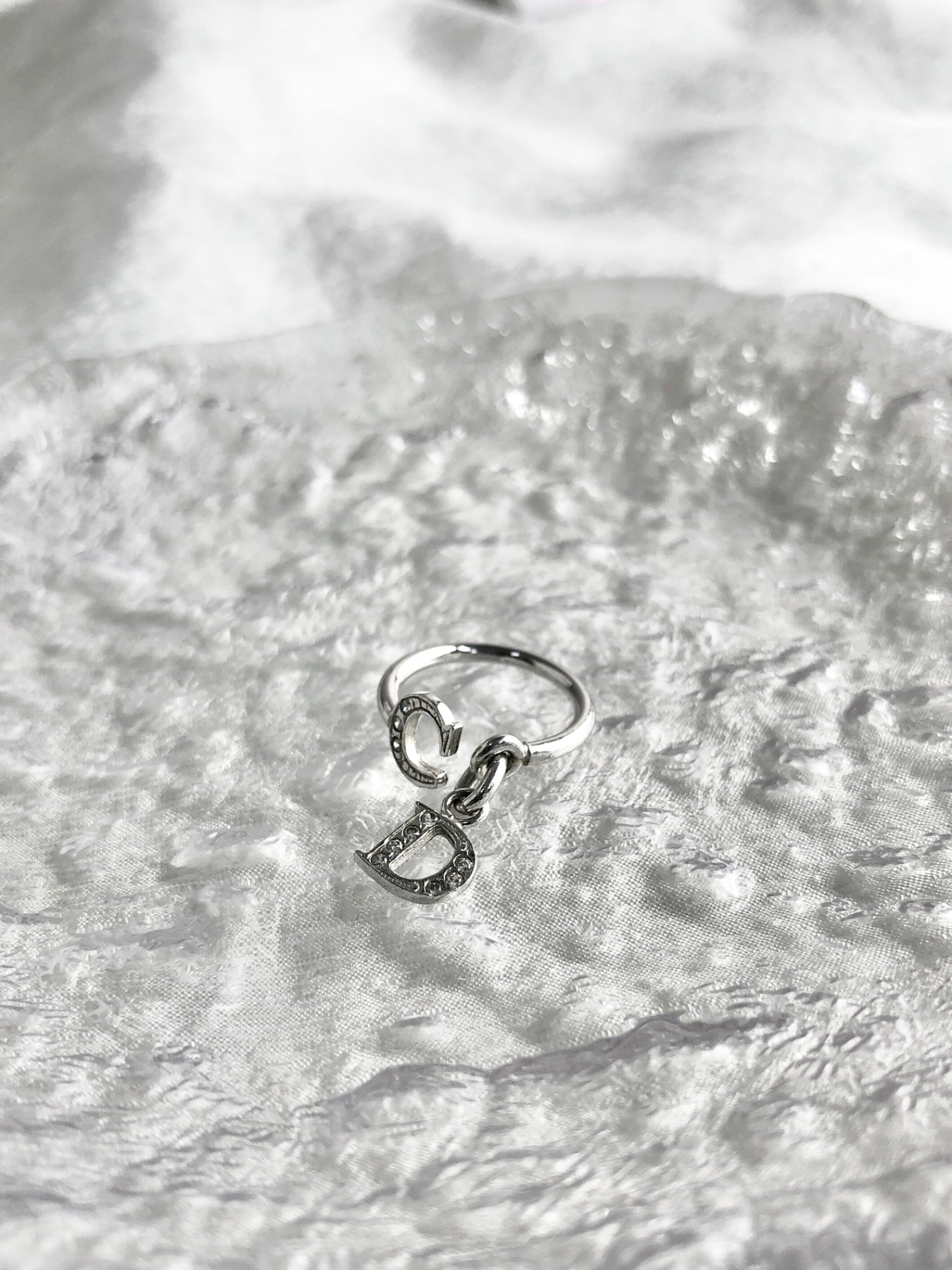 アクセサリー Vintage Christian Dior Logo Charm Ring Christian Dior CD Logo Charm SILVER925 Ring Silver Vintage 53dv3v