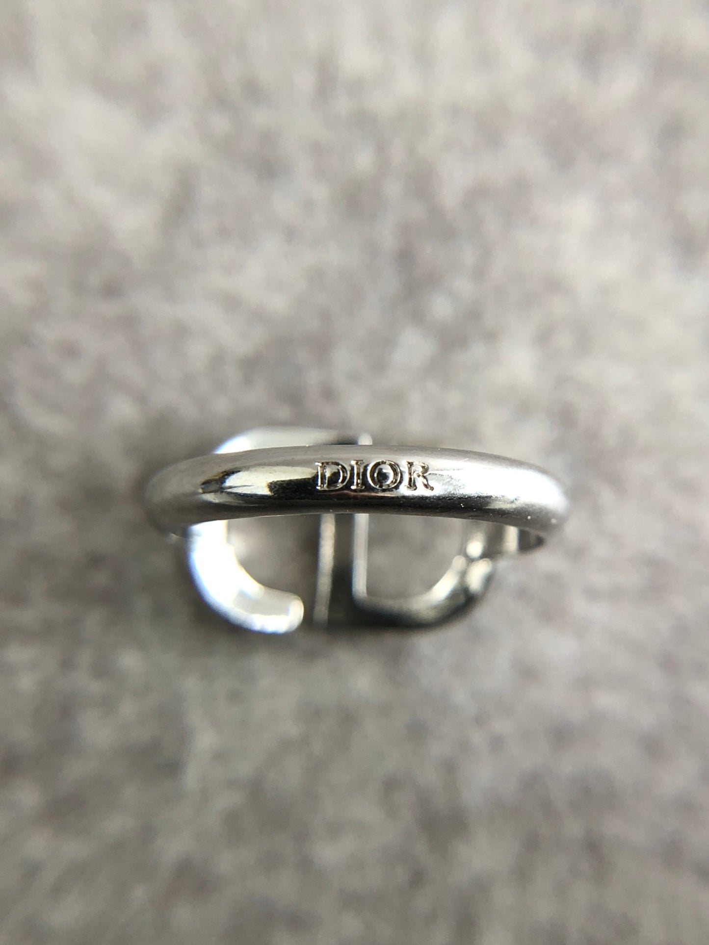 Christian Dior CD Logo Motif Rhinestone Ring Silver PETIT CD Vintage di6pz4