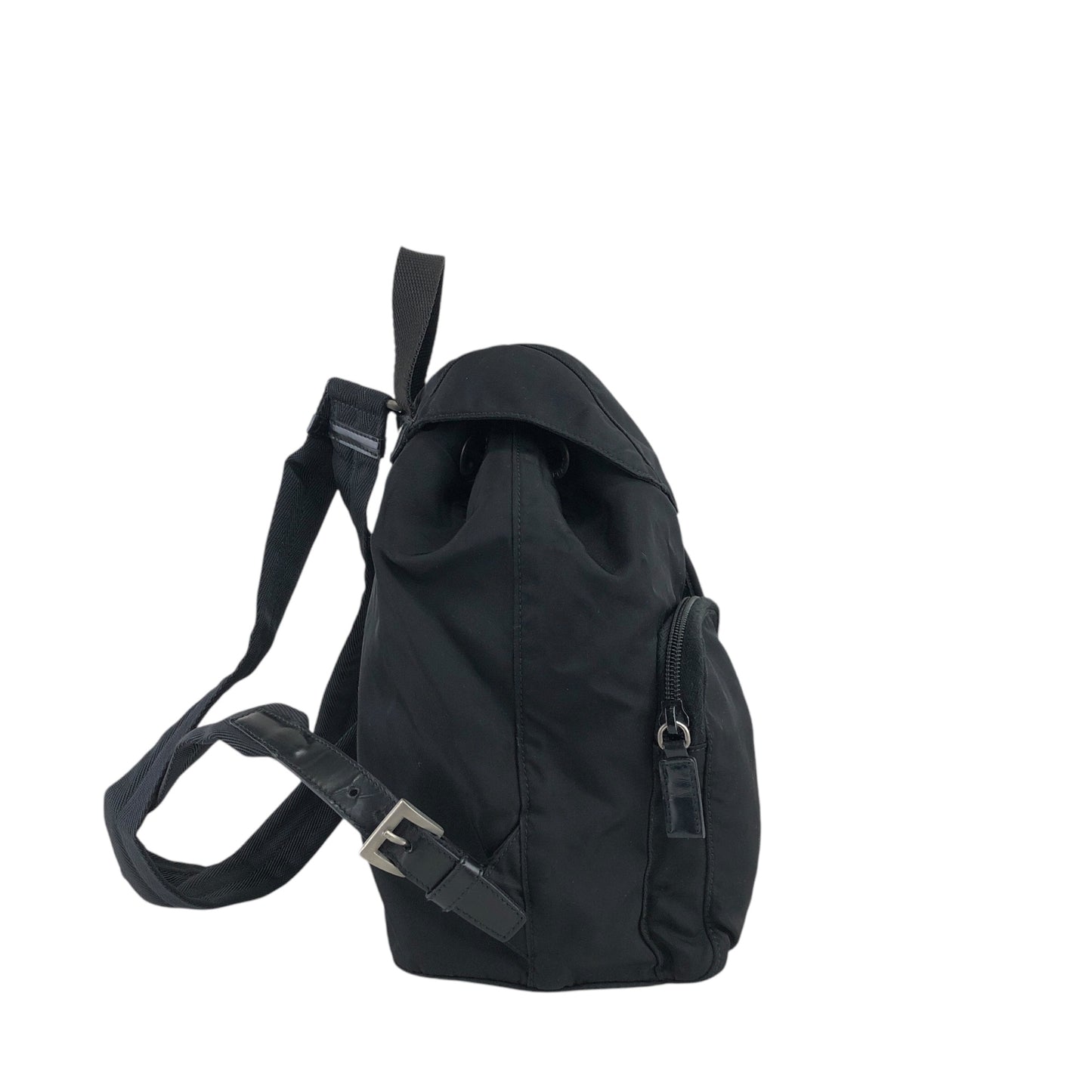 PRADA Triangle Logo Double Pocket Backpack Black Vintage mxtwf5