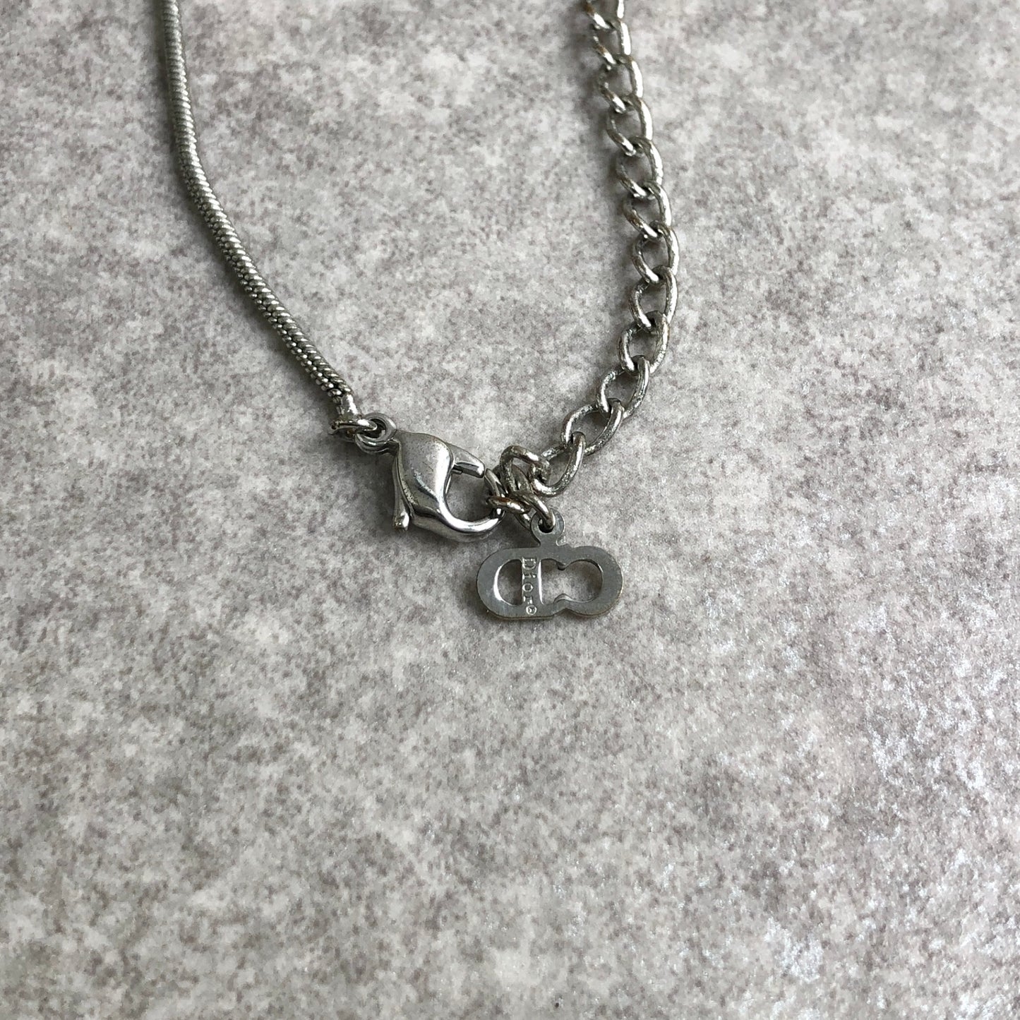 Christian Dior CD Logo Necklace Silver Vintage aurwmg