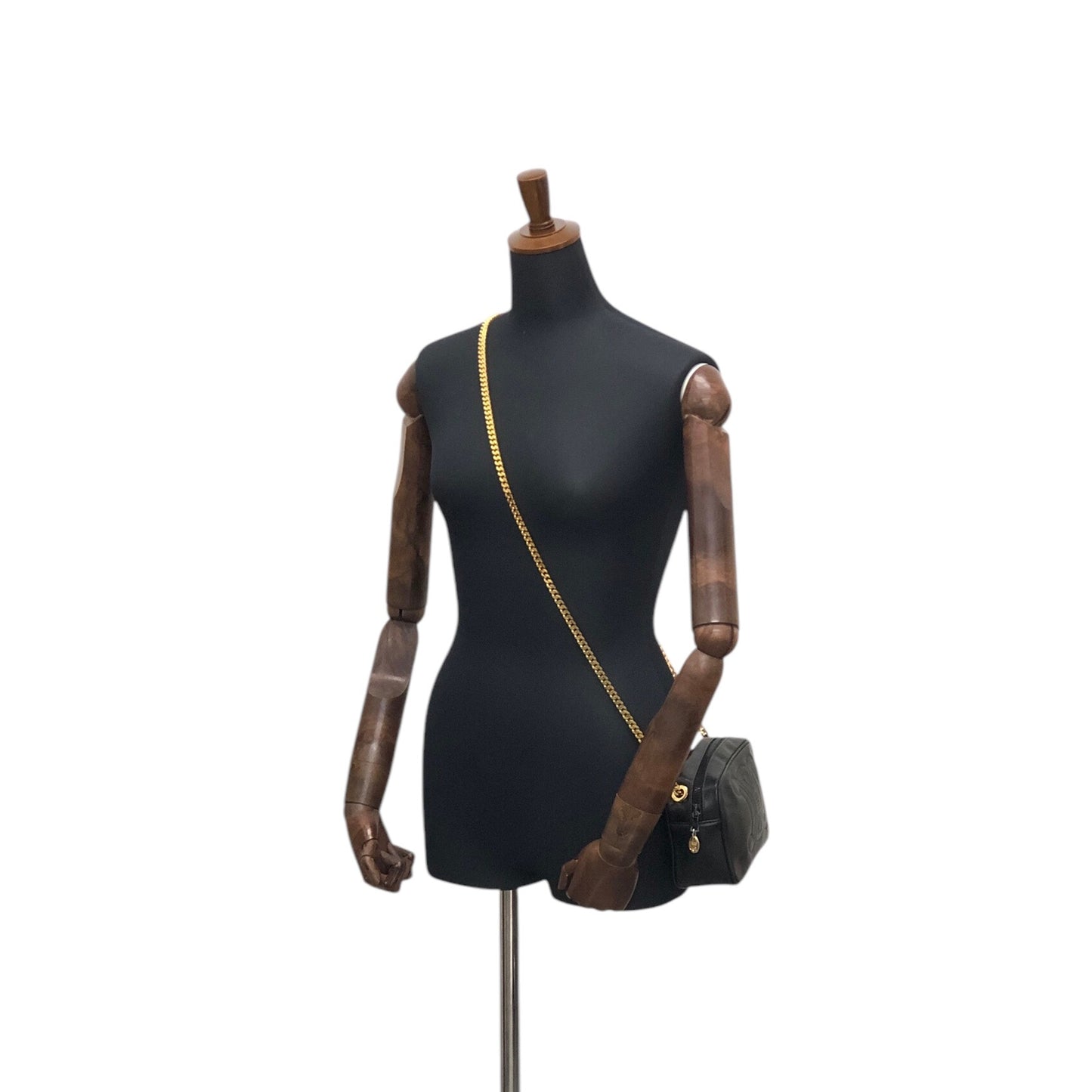 CELINE Triomphe Chain Shoulder bag Black Vintage n8k45k