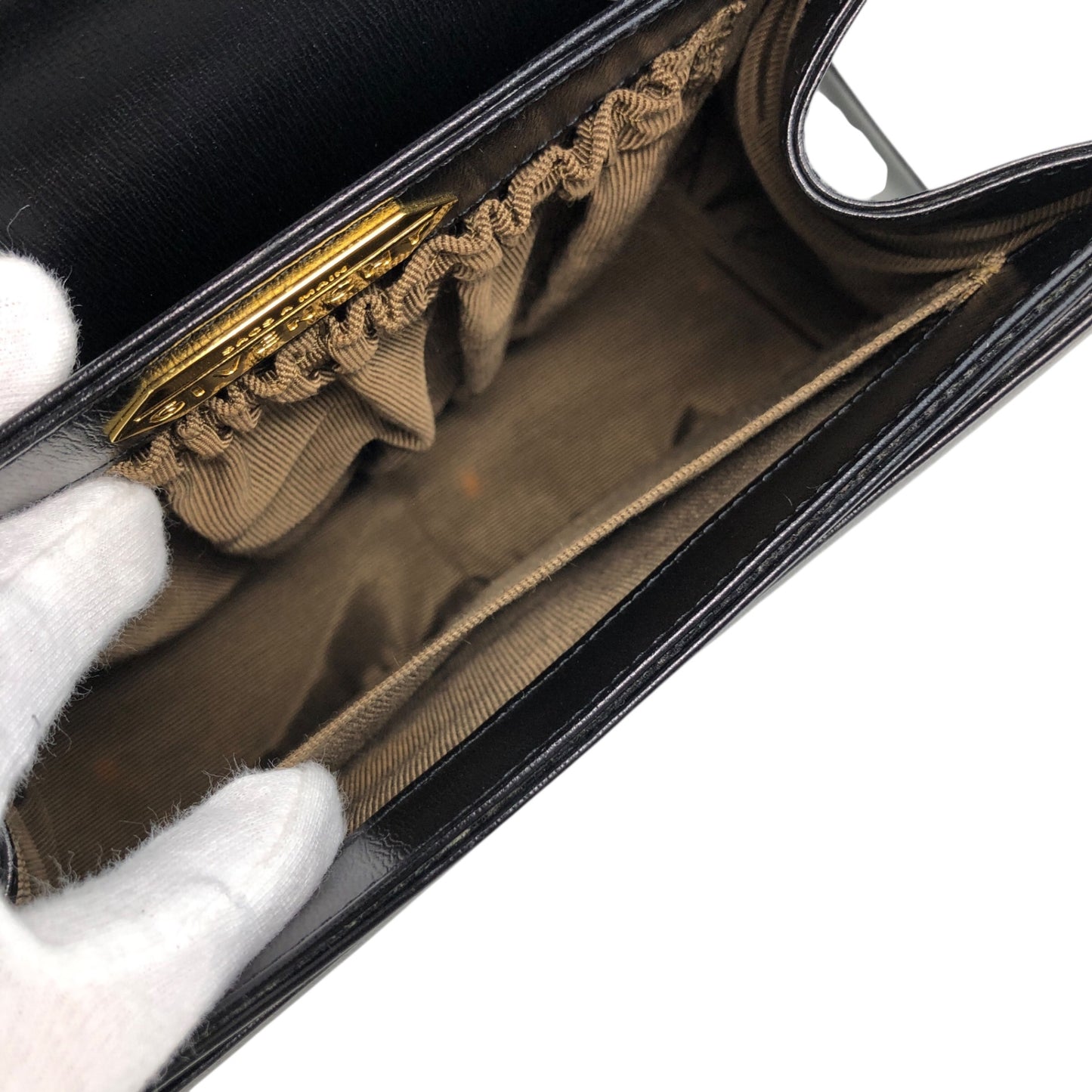 GIVENCHY Gancini Top Handle Handbag Black Vintage 3pv2af