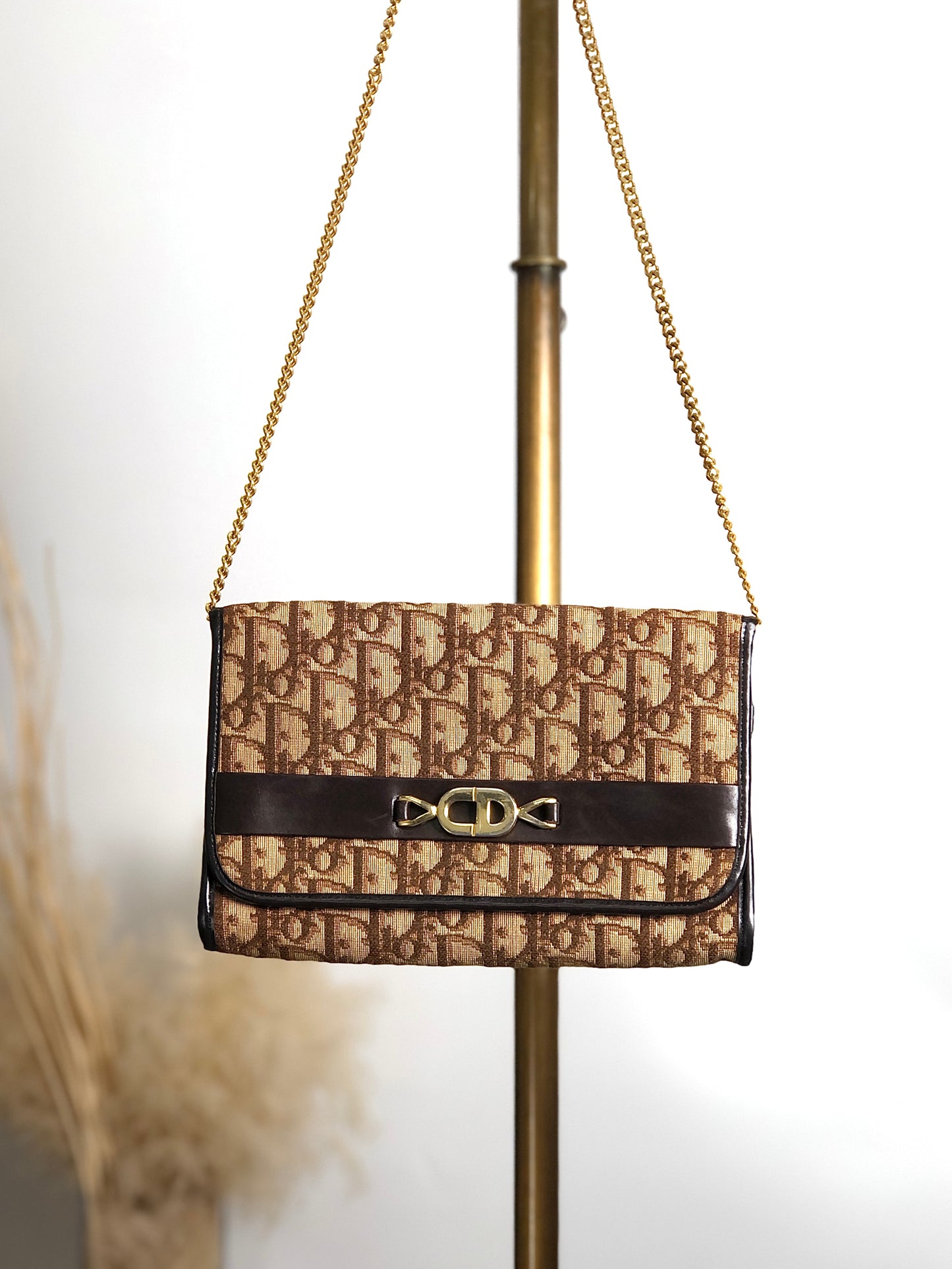 Christian Dior Trotter Chain 單肩包 棕色 復古 mdfdd4