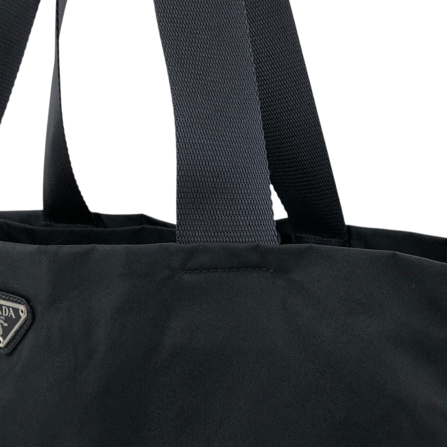 PRADA Tessuto Triangle Logo Totebag Black Vintage fhex45