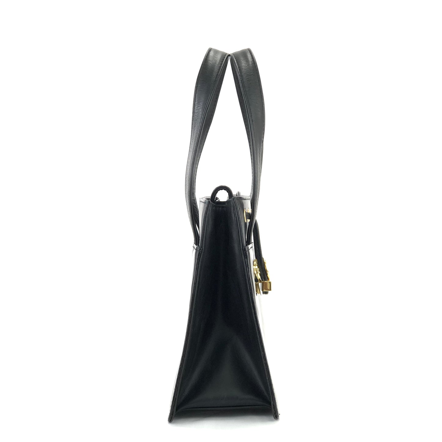 GIVENCHY Logo Patent leather Handbag Black Vintage Old 3458w4