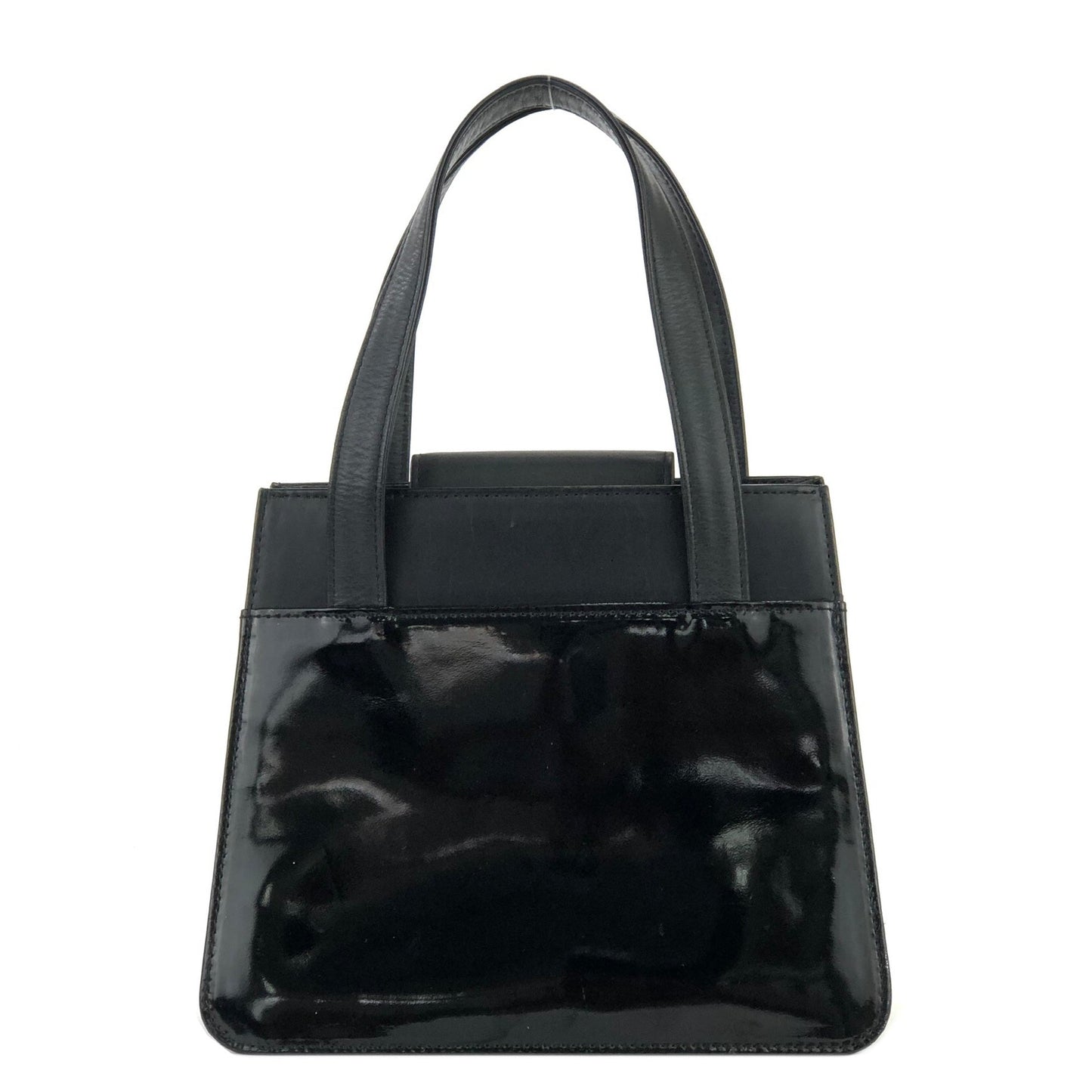 GIVENCHY Logo Patent leather Handbag Black Vintage Old 3458w4