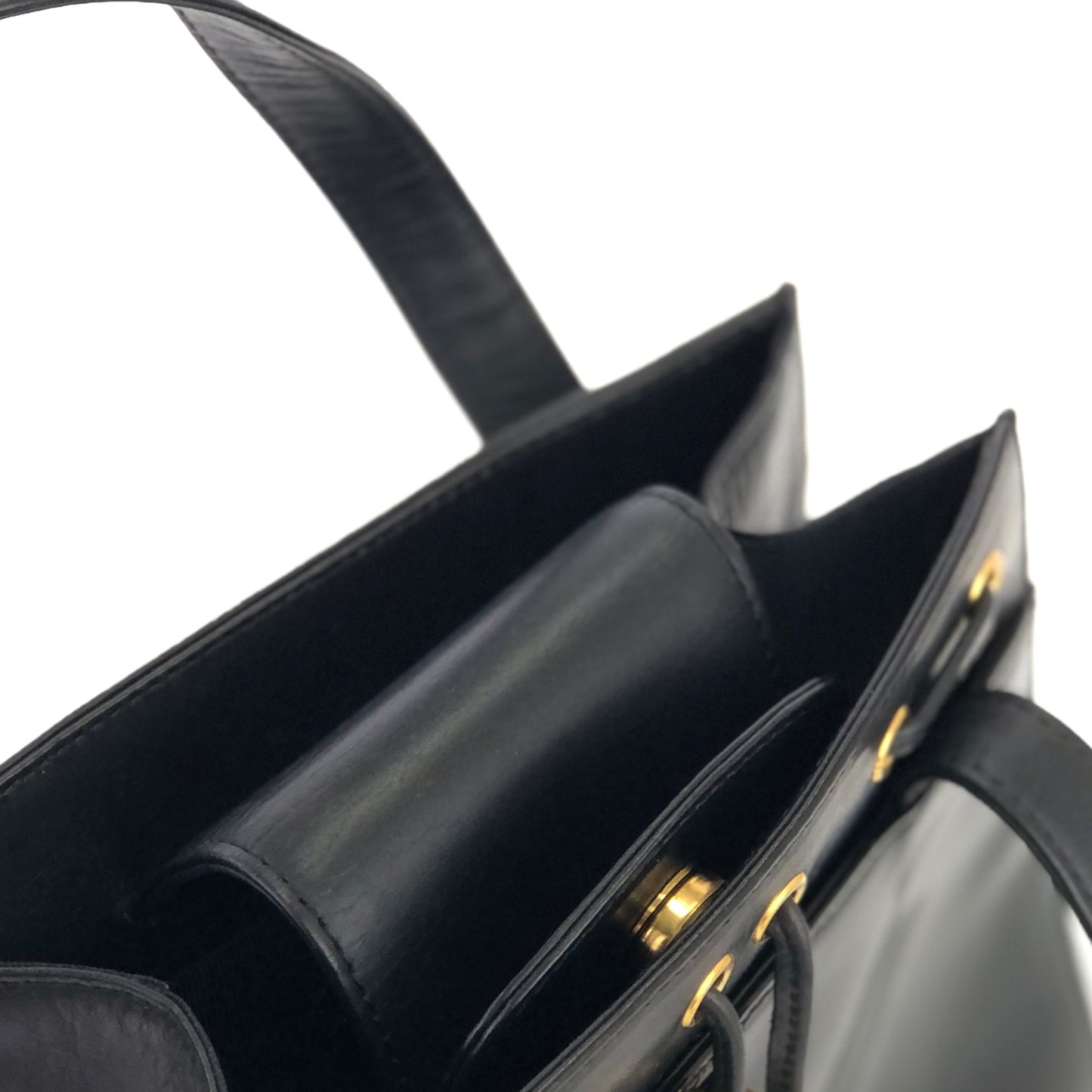 GIVENCHY Logo Patent leather Handbag Black Vintage Old 3458w4