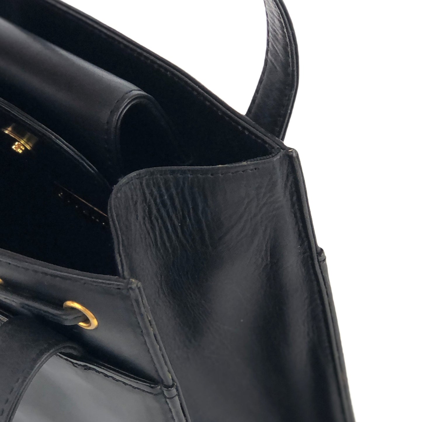 GIVENCHY Logo Patent leather Handbag Black Vintage Old 3458w4