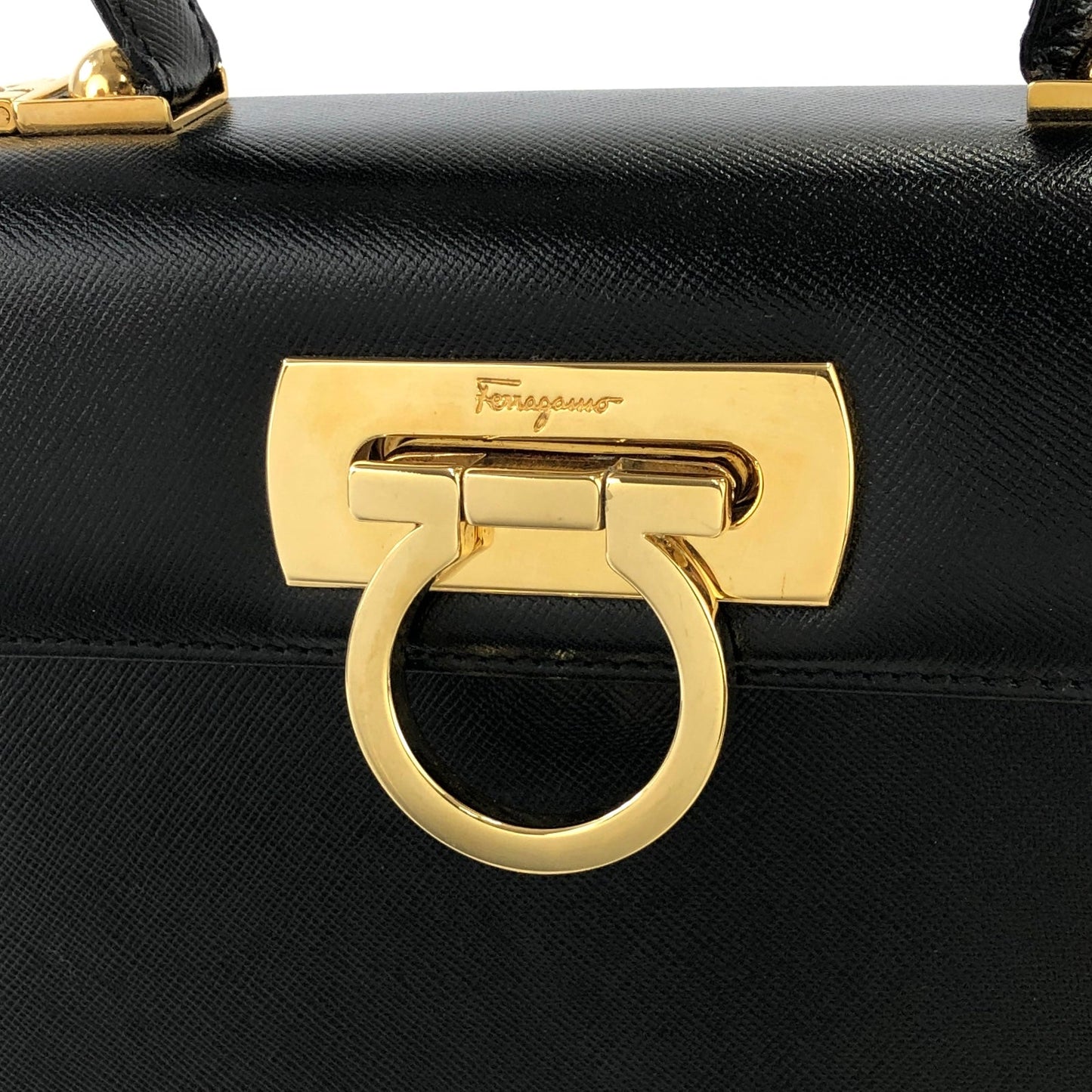 Salvatore Ferragamo Gancini Crossbody Handbag Shoulderbag Black Vintage Old jpcsfp
