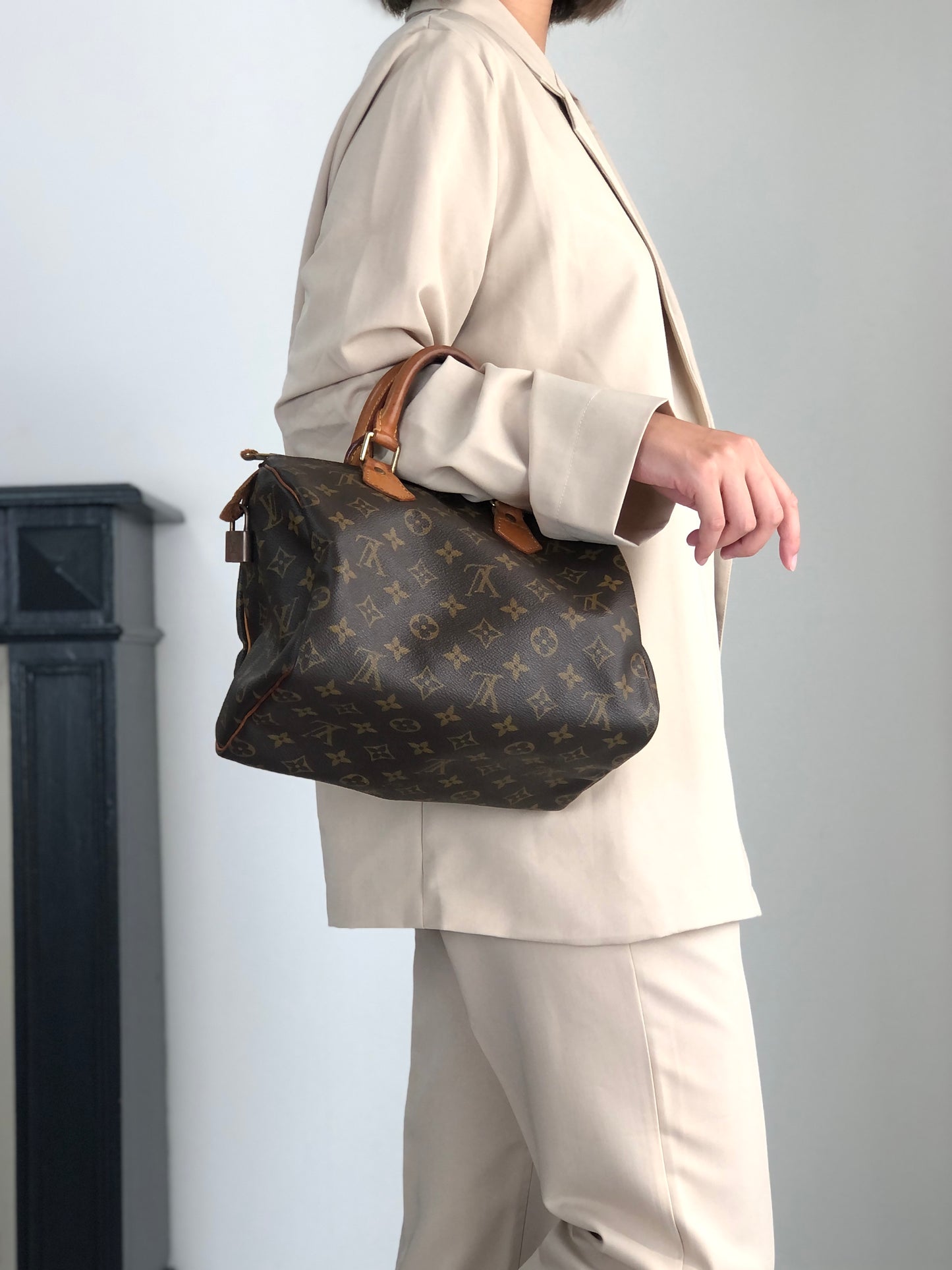 LOUIS VUITTON Monogram Small Boston bag Brown Vintage pg4nya