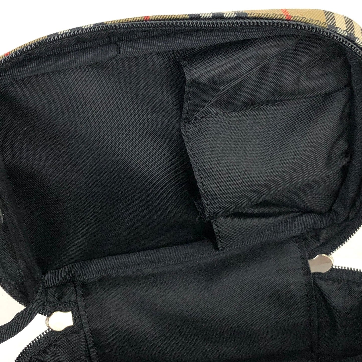 BURBERRY Classic check Fabric Small Vanity bag Cosmetic pouch Handbag Beige Vintage Old bpnn8u