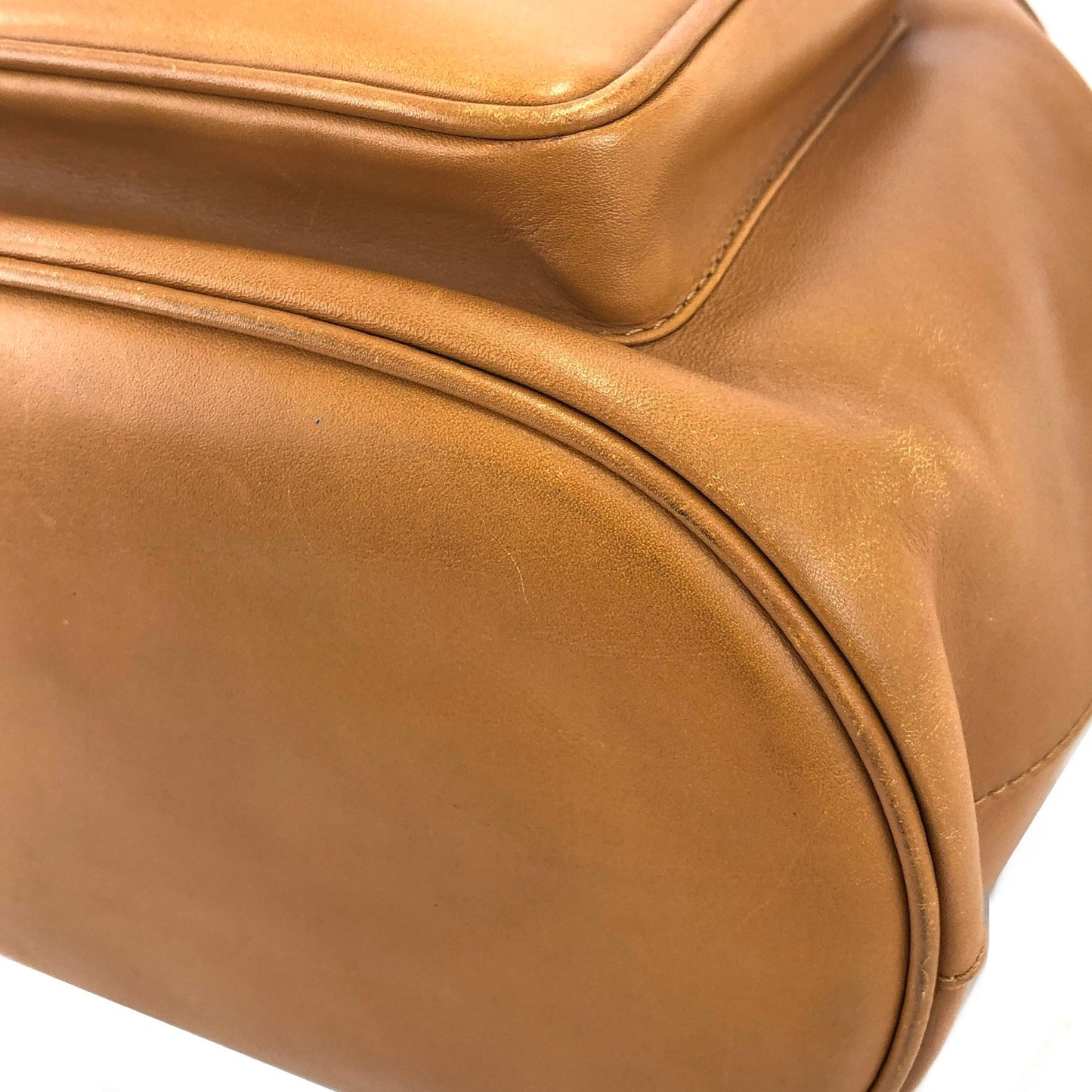 Christian Dior Drawstring Leather Backpack With Charm Camel Vintage ytmpx7