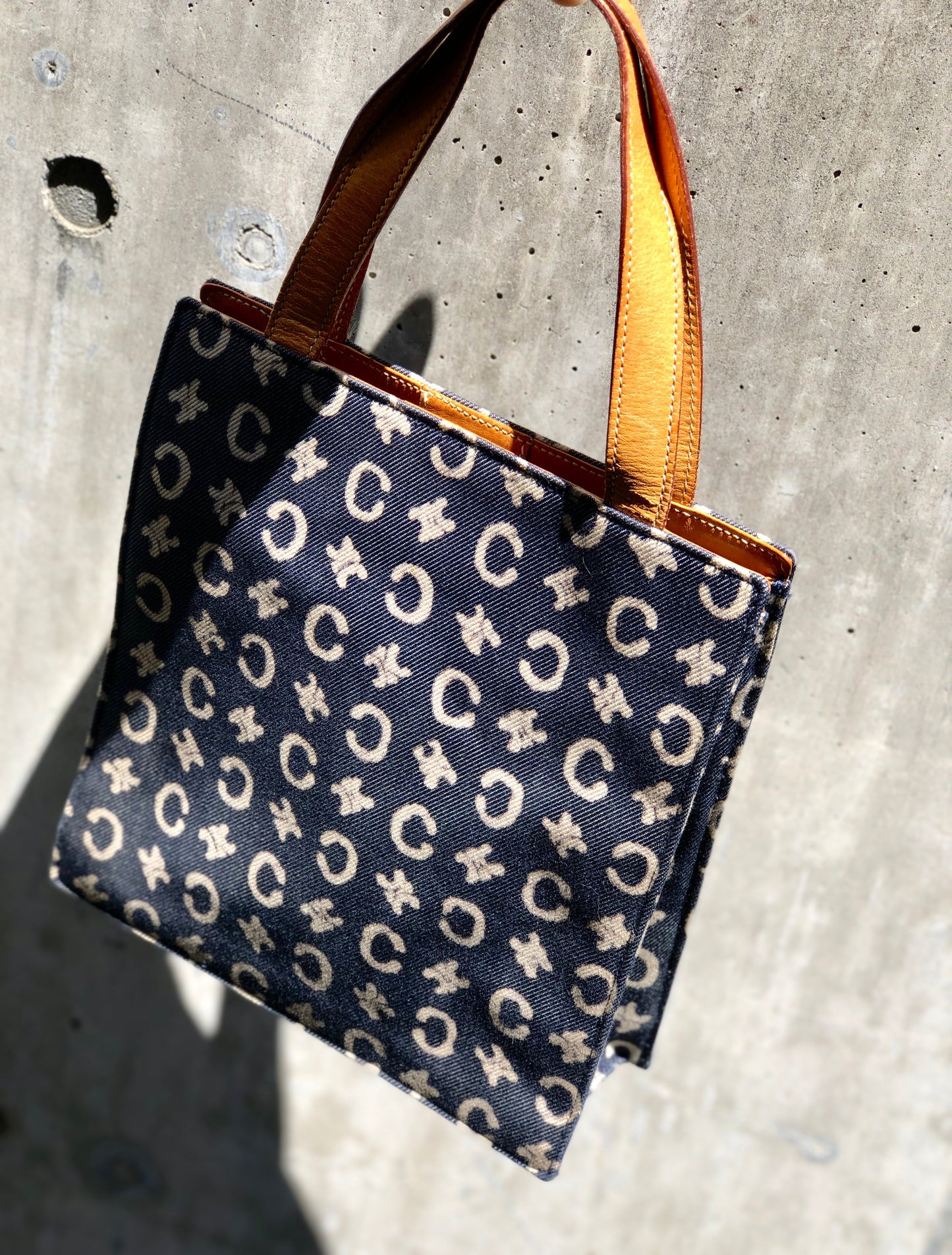 CELINE C-Macadam Club blason Handbag Denim Indigo Vintage Old Celine blason 2t3rbt