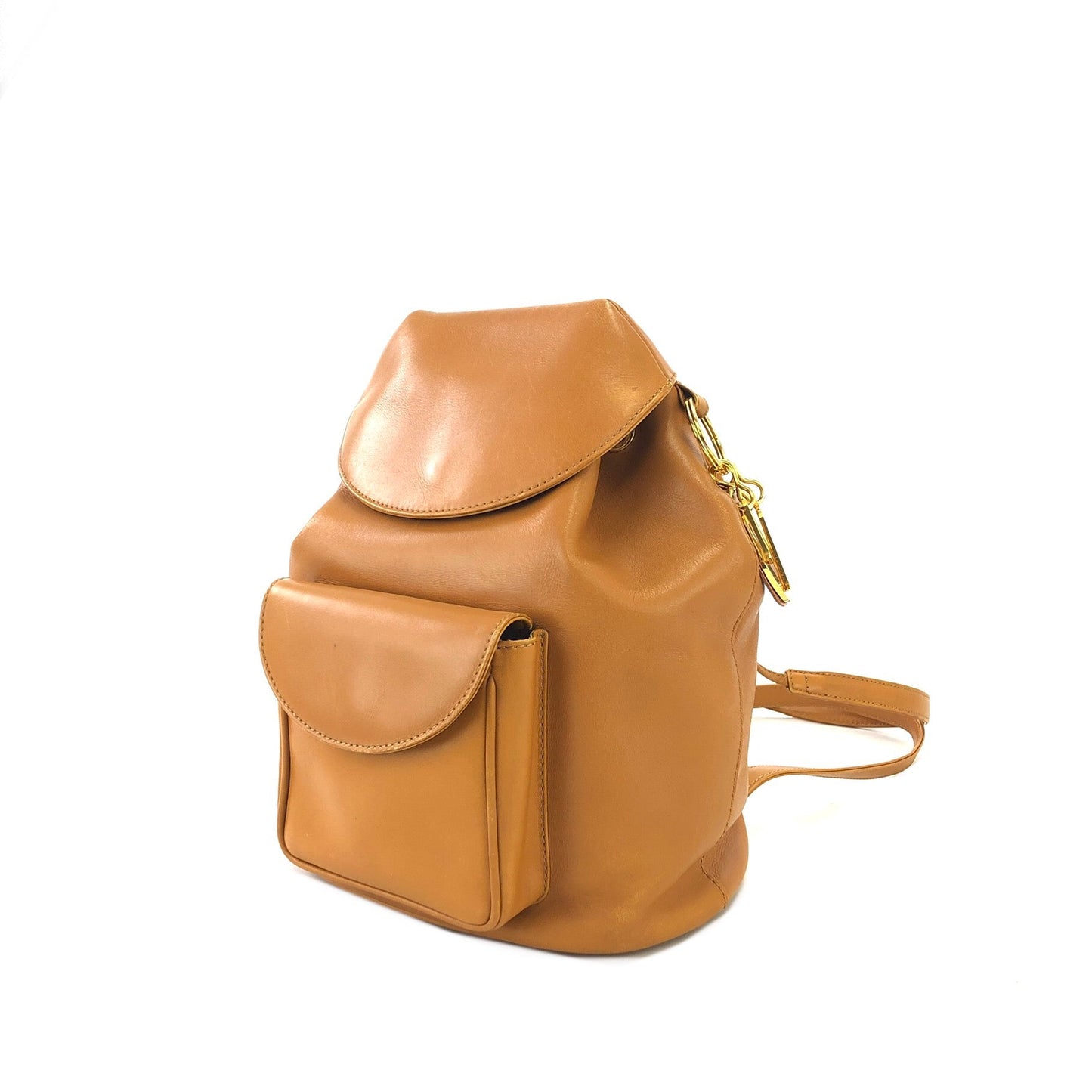 Christian Dior Drawstring Leather Backpack With Charm Camel Vintage ytmpx7
