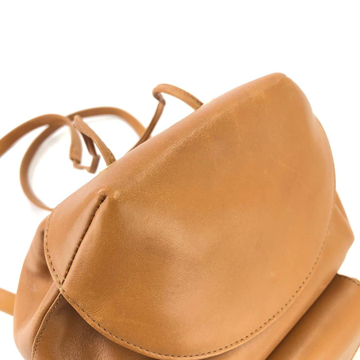Christian Dior Drawstring Leather Backpack With Charm Camel Vintage ytmpx7