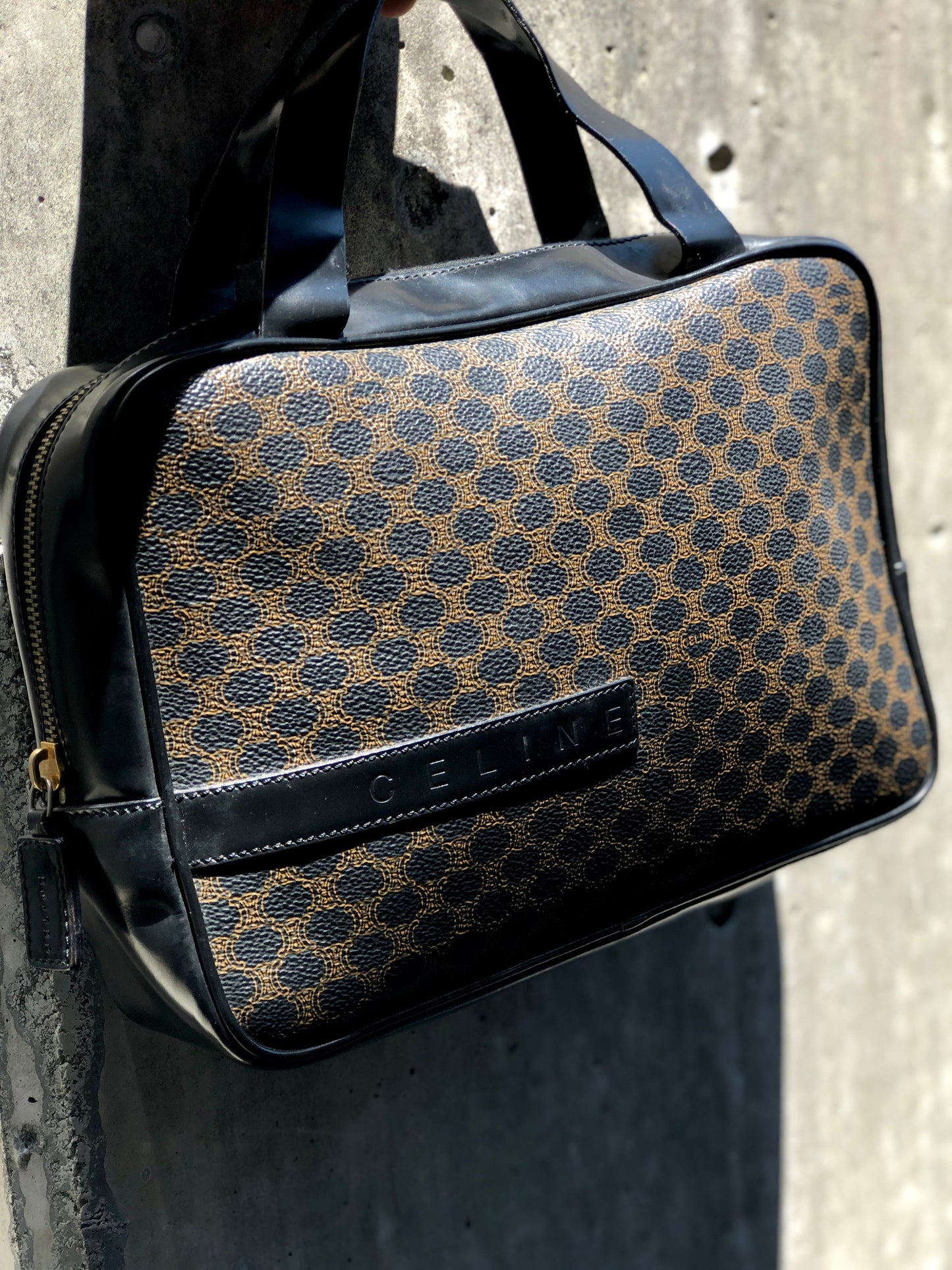 CELINE Logo Macadam Handbag Brown Vintage Old Celine dr2czg