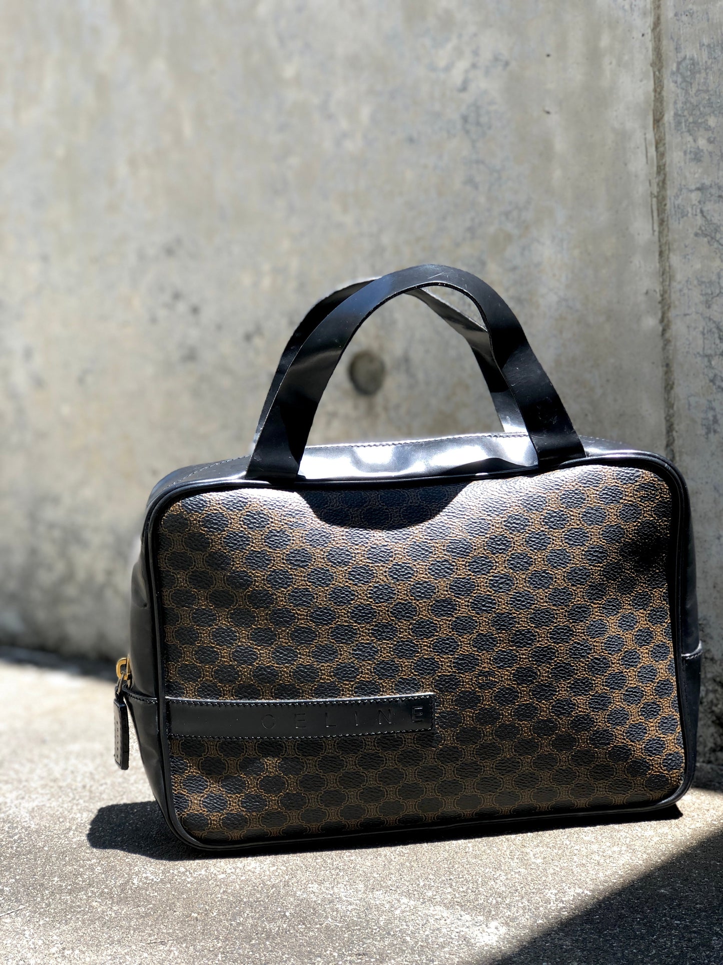 CELINE Logo Macadam Handbag Brown Vintage Old Celine dr2czg