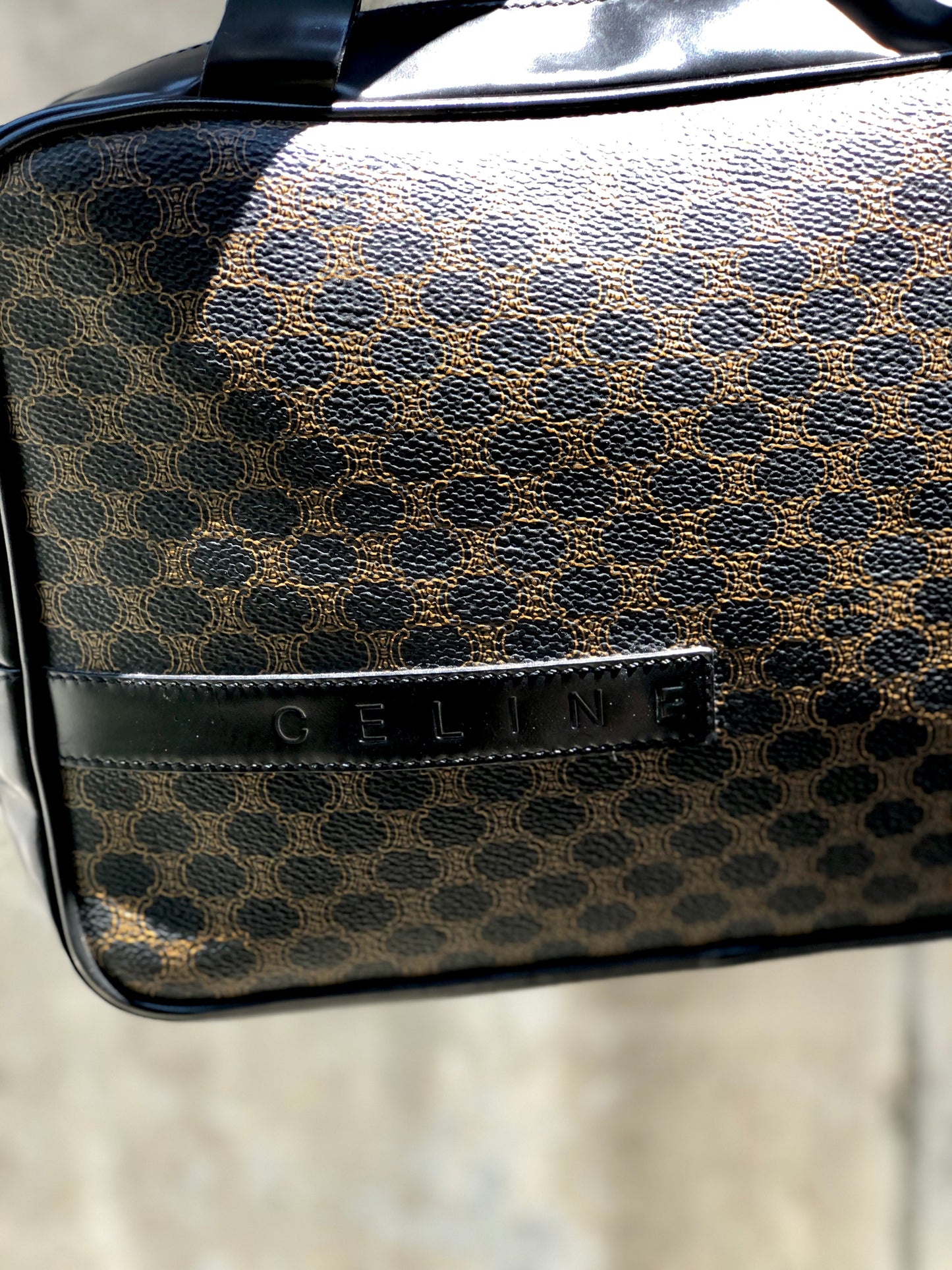 CELINE Logo Macadam Handbag Brown Vintage Old Celine dr2czg