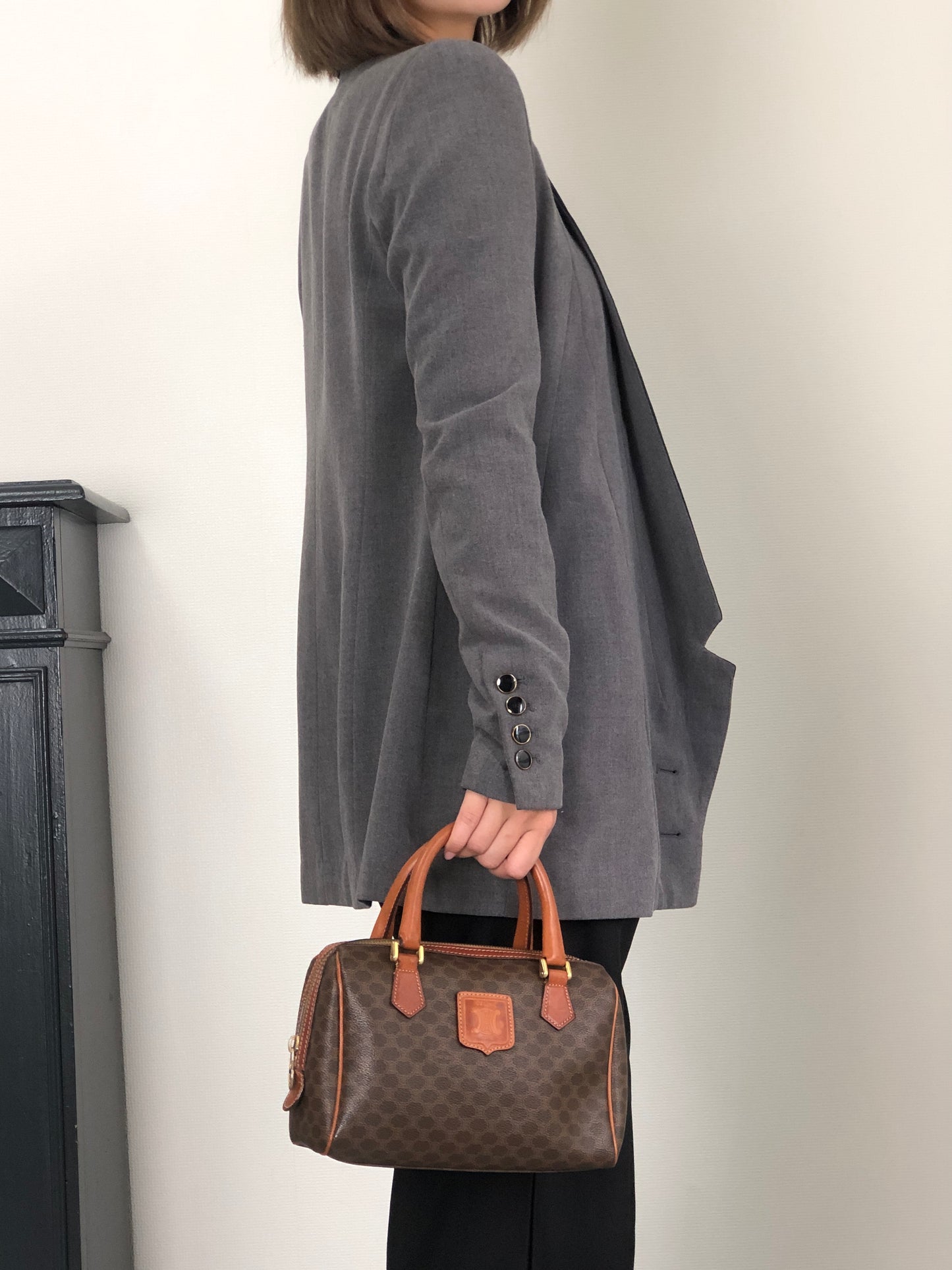 CELINE Macadam Blason Two-way Small Boston bag Shoulder bag Brown Vintage raubfw