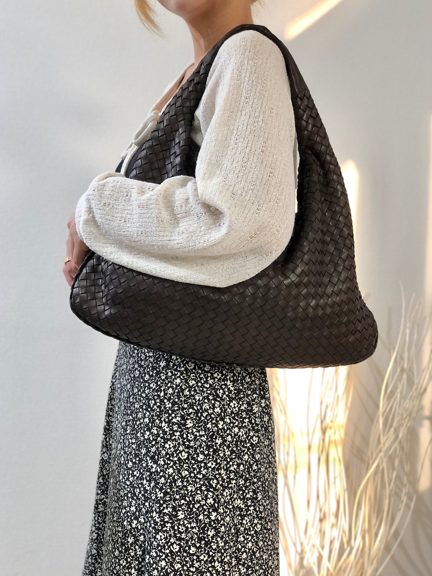 Bottega Veneta Intrecciato Leather Hobo bag Shoulder bag Dark Brown VIntage ffke7u