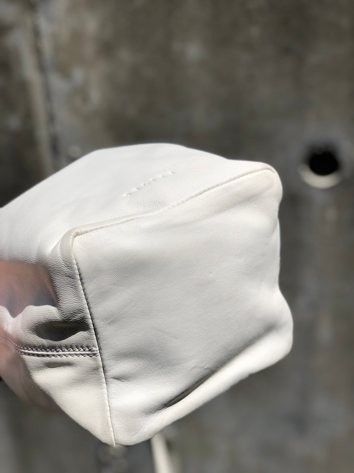 CELINE Logo Drawstring Handbag White Vintage Old Celine em8cxw