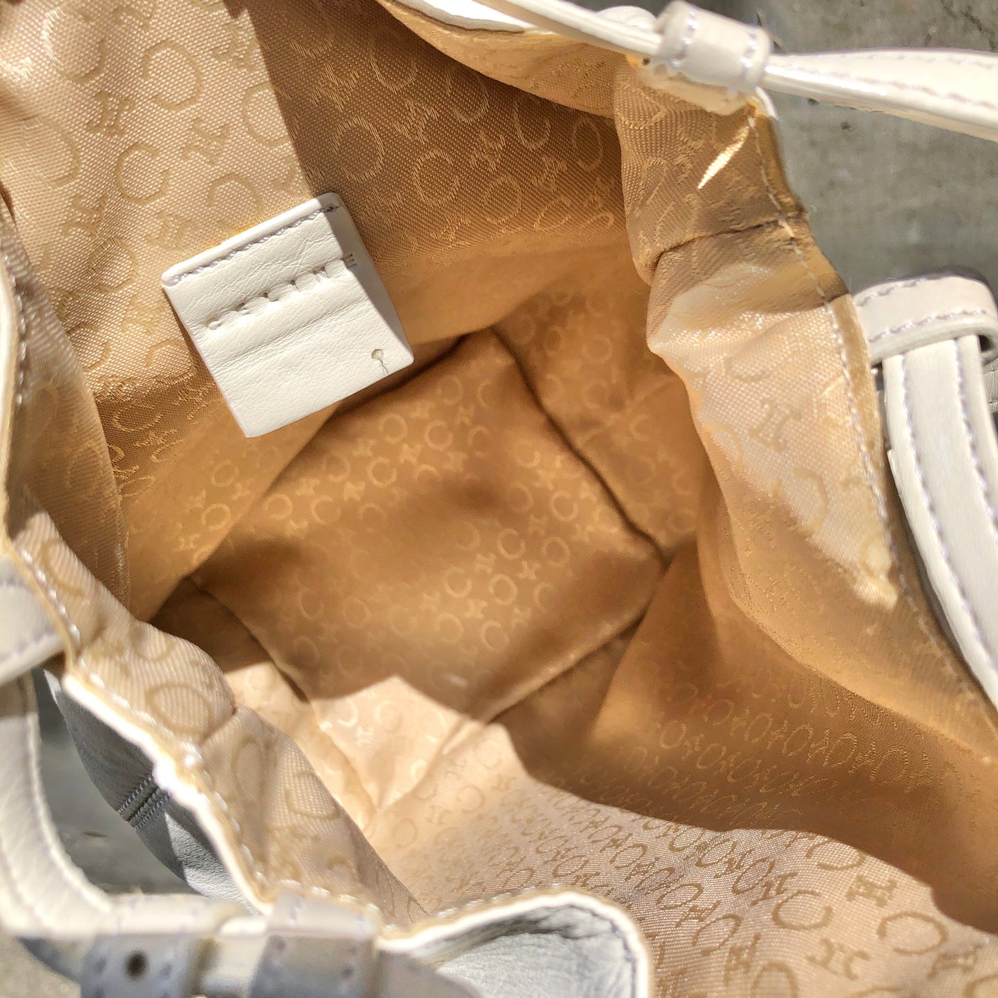 CELINE Logo Drawstring Handbag White Vintage Old Celine em8cxw