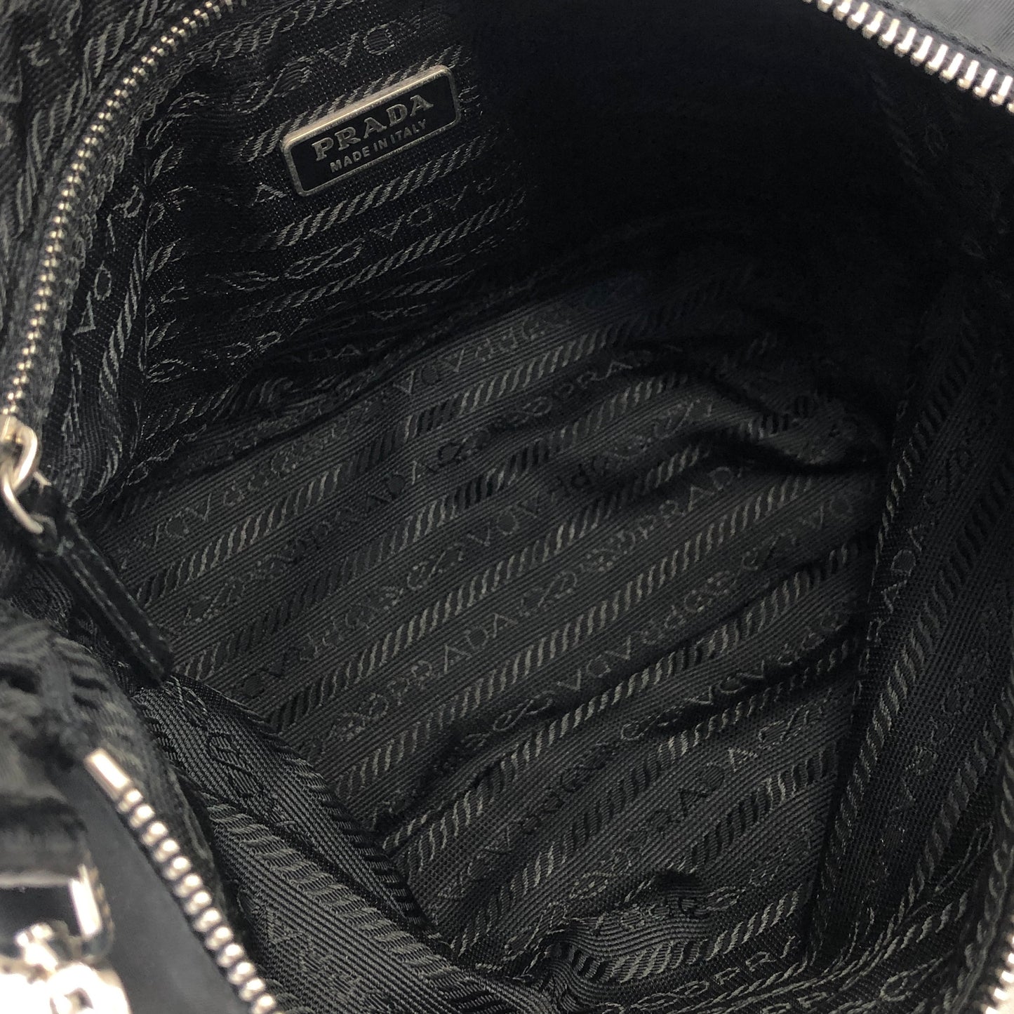 PRADA Triangle Logo Nylon Handbag Hobobag Black Vintage 4iznea