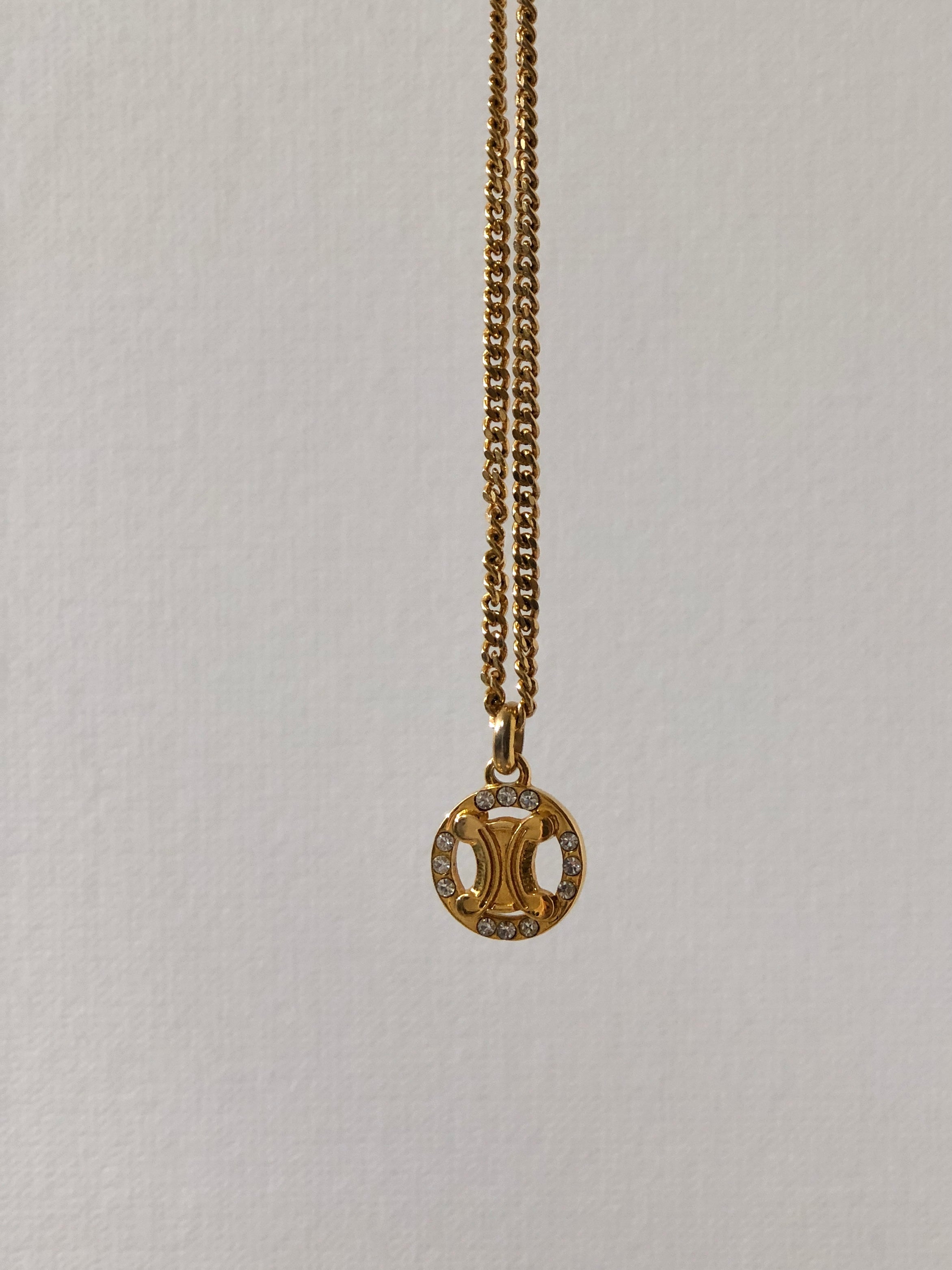 CELINE Logo Arc de Triomphe Necklace Gold Accessory Vintage Old Celine –  VintageShop solo