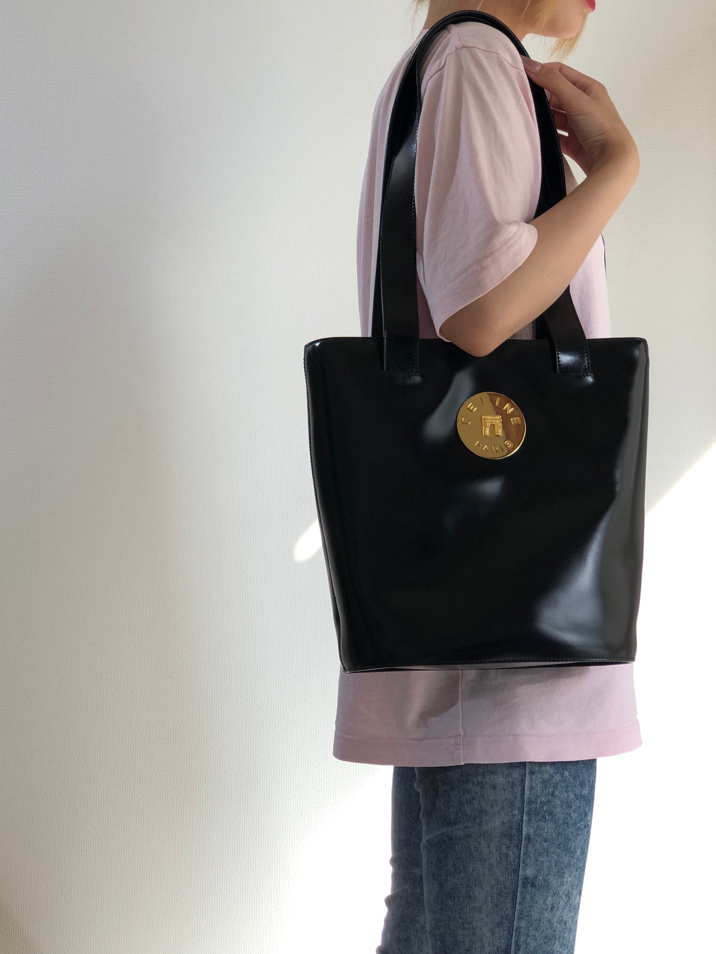 CELINE Arc de Triomphe Plate 皮革托特包 黑金 復古舊款 Celine xr32dw
