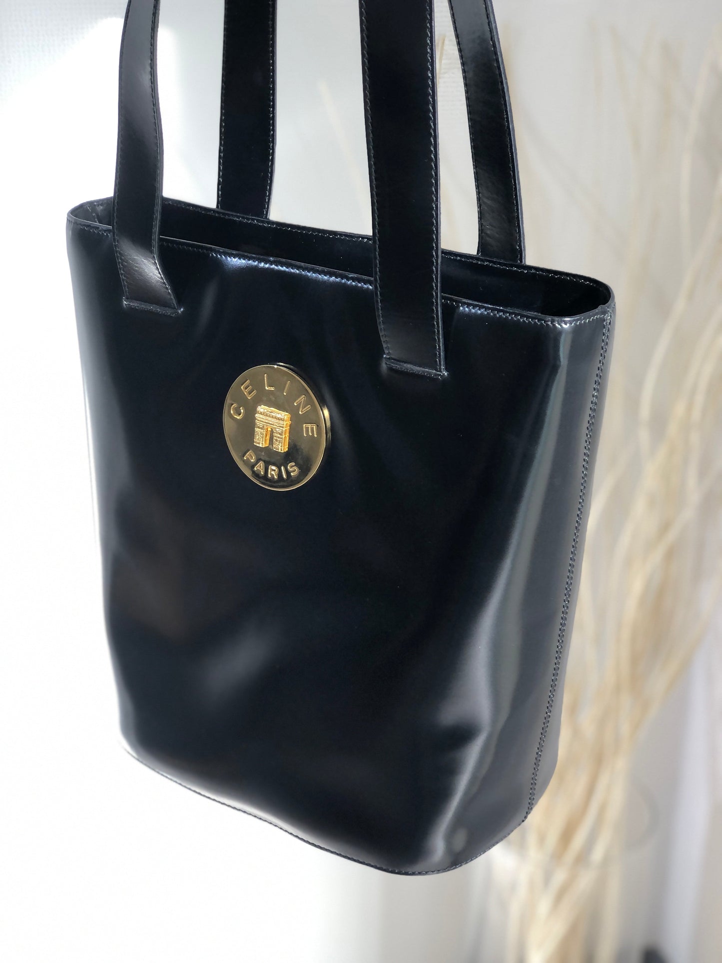 CELINE Arc de Triomphe Plate 皮革托特包 黑金 復古舊款 Celine xr32dw