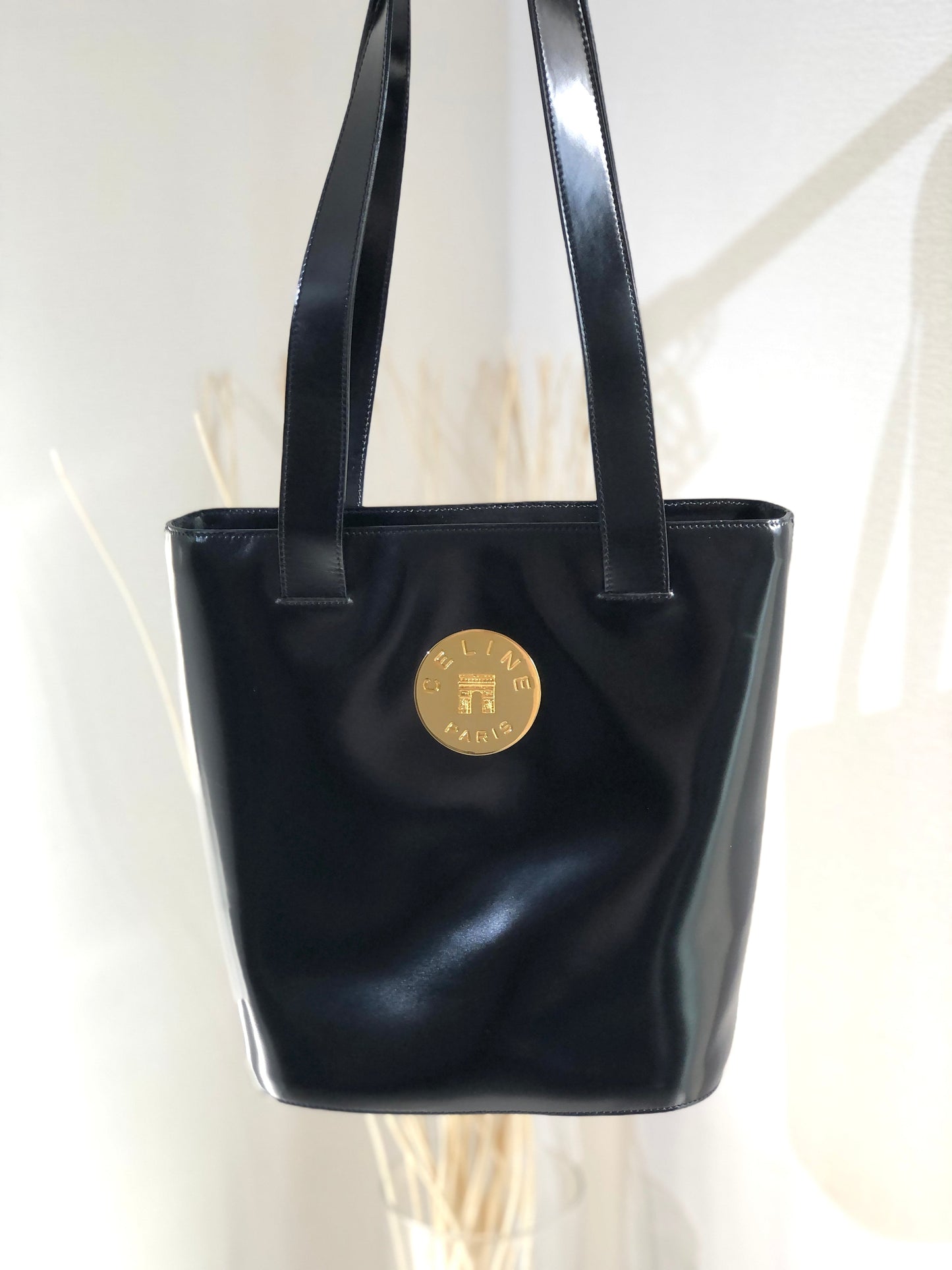CELINE Arc de Triomphe Plate 皮革托特包 黑金 復古舊款 Celine xr32dw