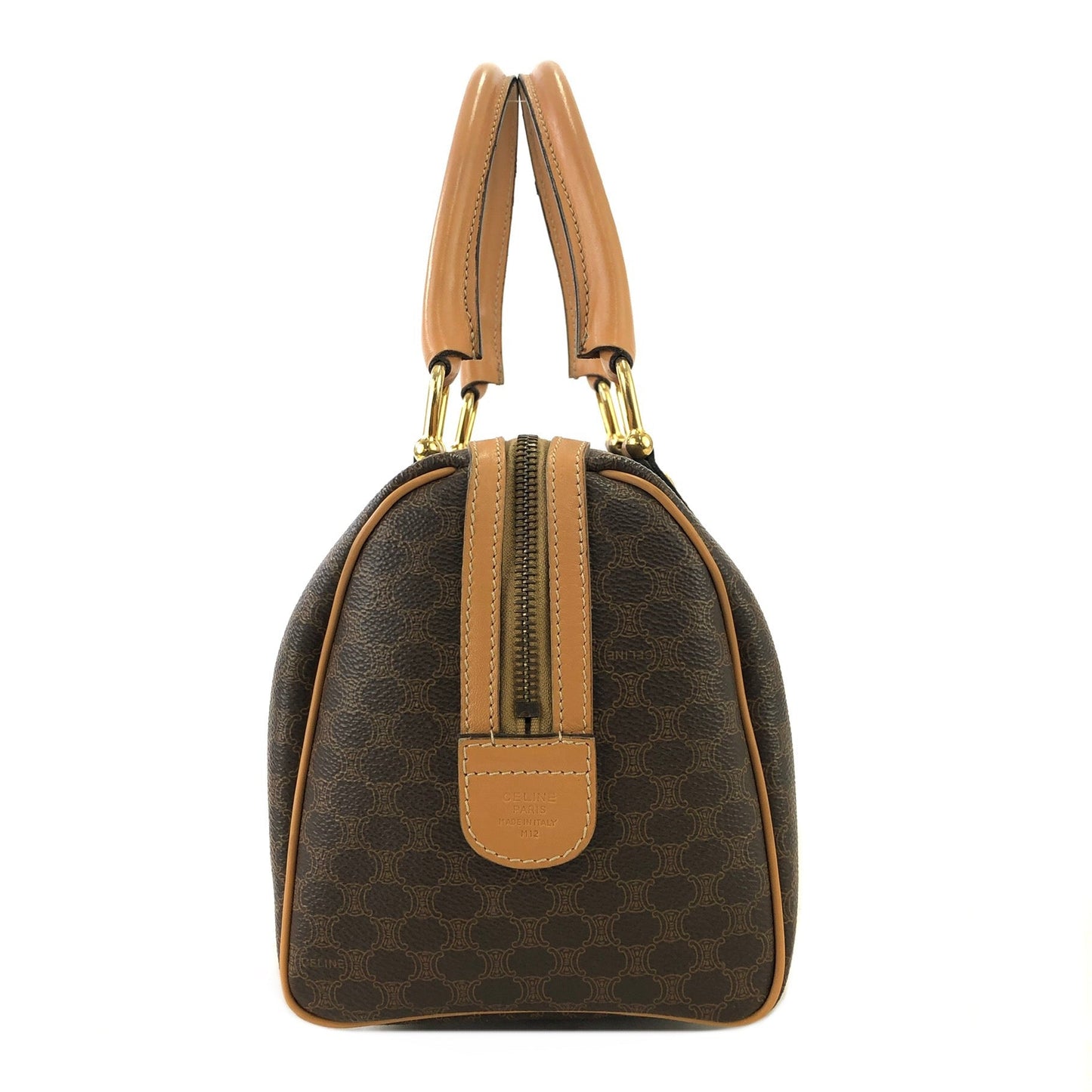 CELINE Macadam Blason Boston bag Handbag Brown Vintage Old Celine 3xwt7p