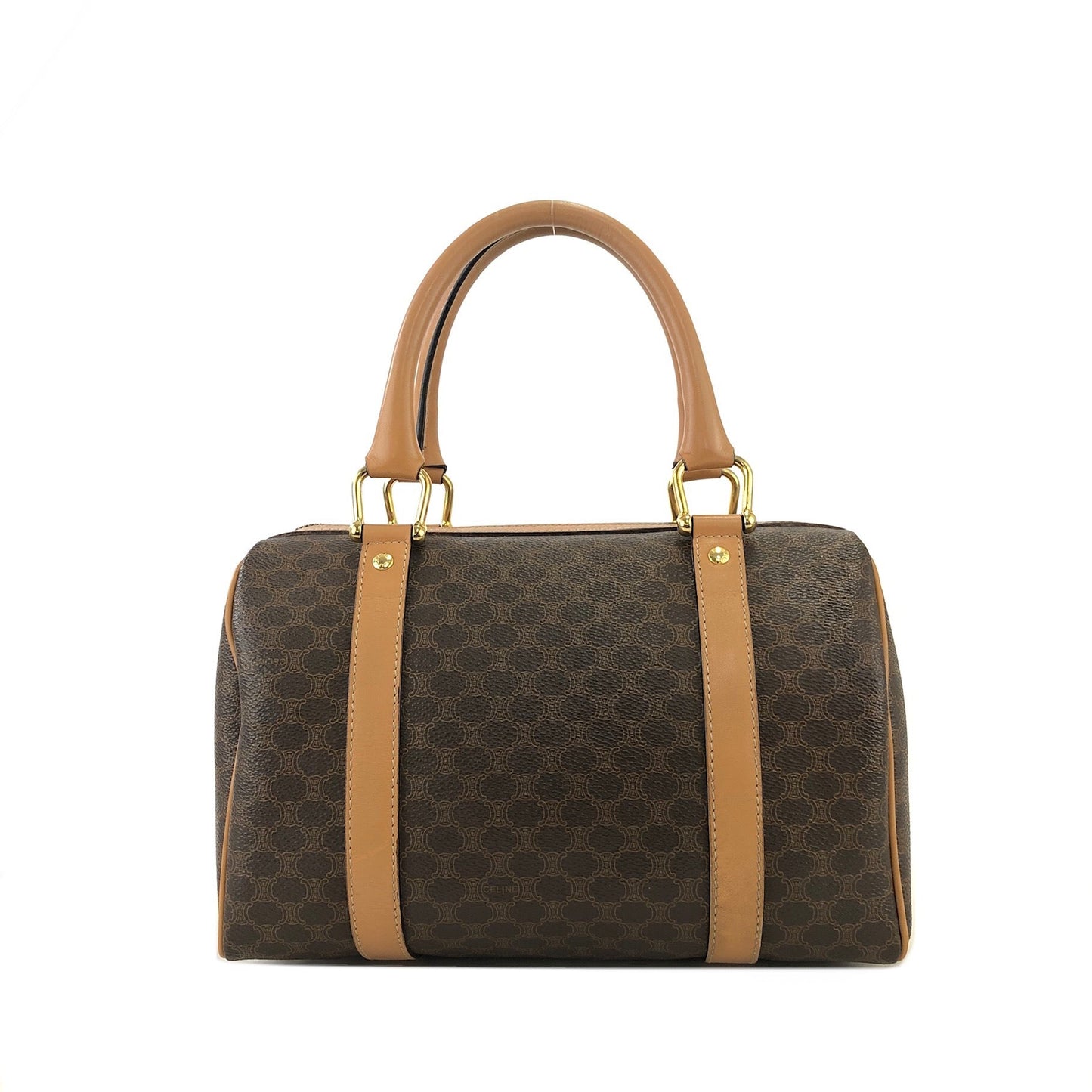 CELINE Macadam Blason Boston bag Handbag Brown Vintage Old Celine 3xwt7p